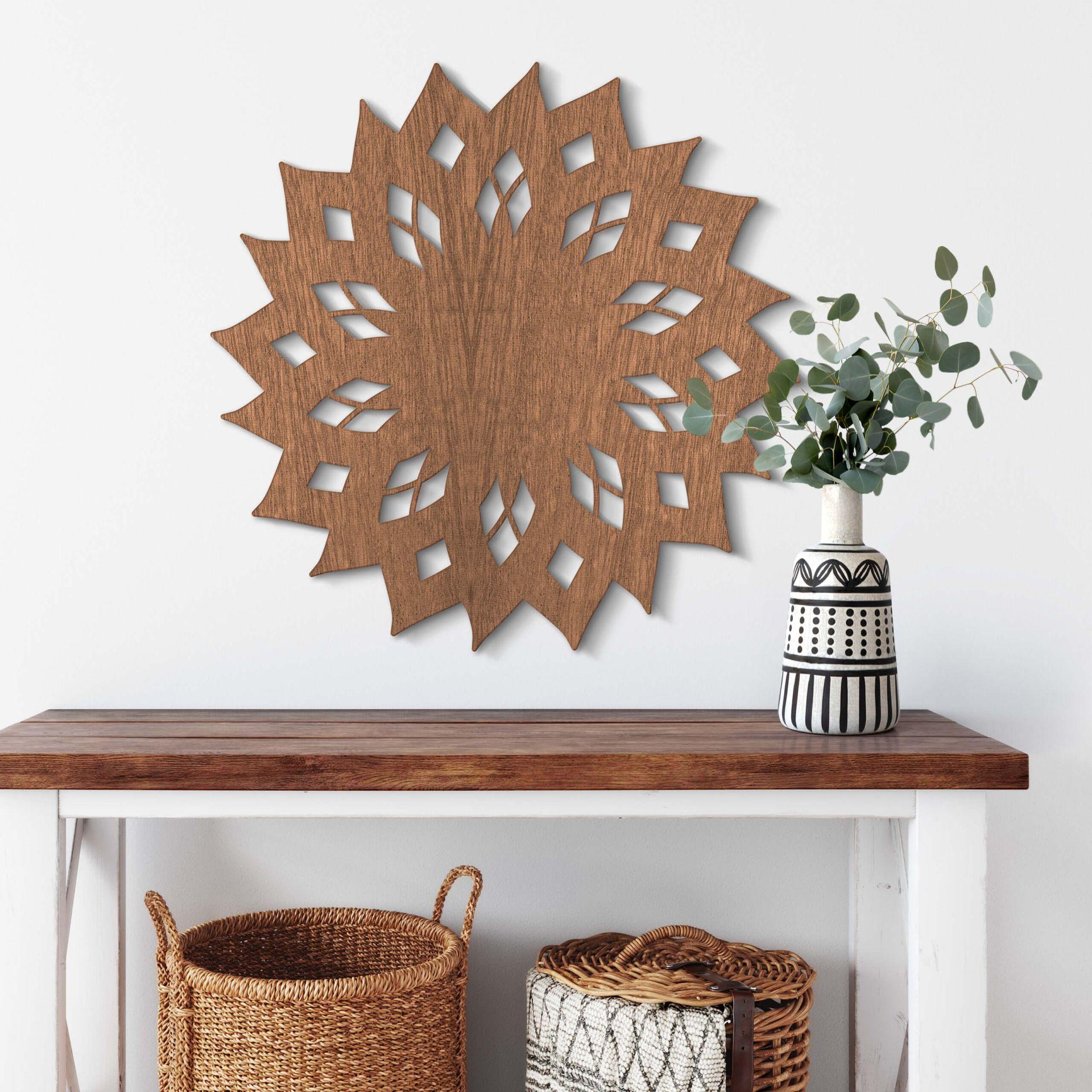 Décoration en bois - Soleil Mandala 02 - Placage d'acajou