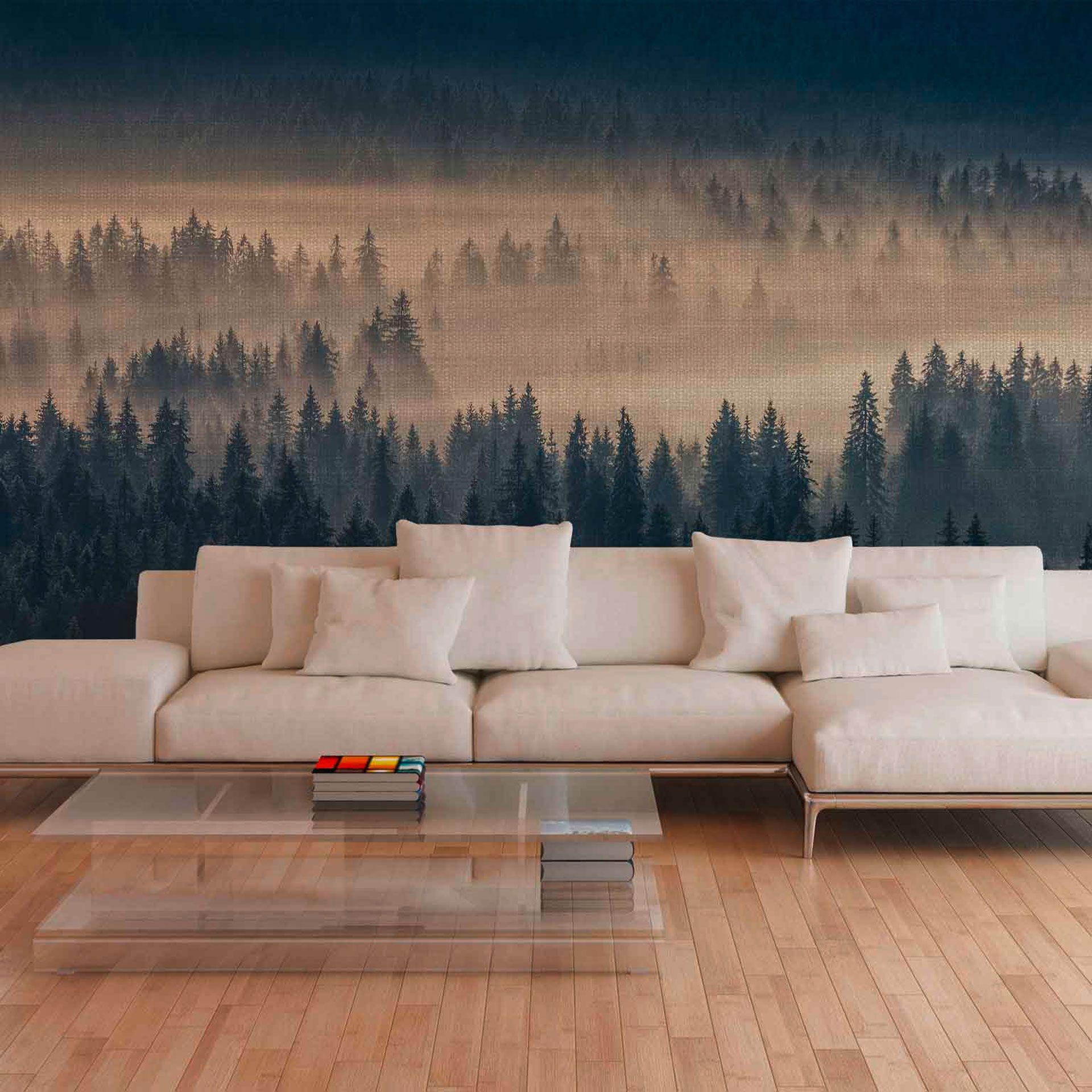 ForestInFog tapet i blåbeige - non-woven tapet Designwalls 2 - 2,55 x 3,5 m