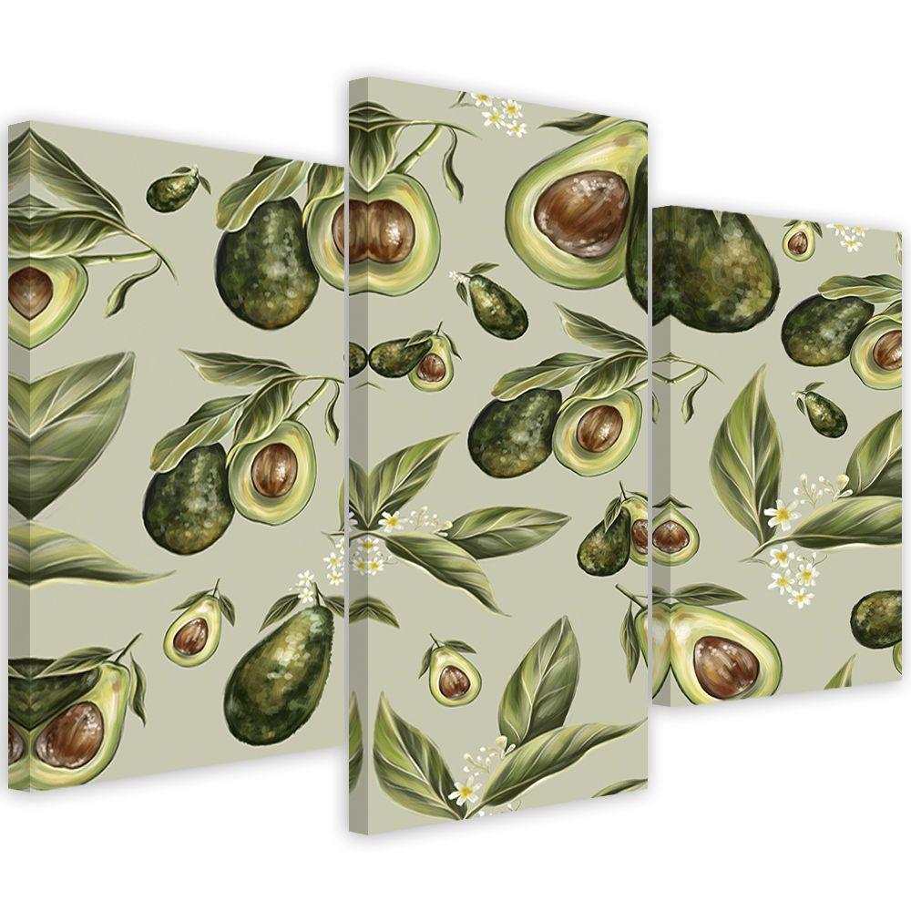 Lærredstryk 3 dele, halve avocado