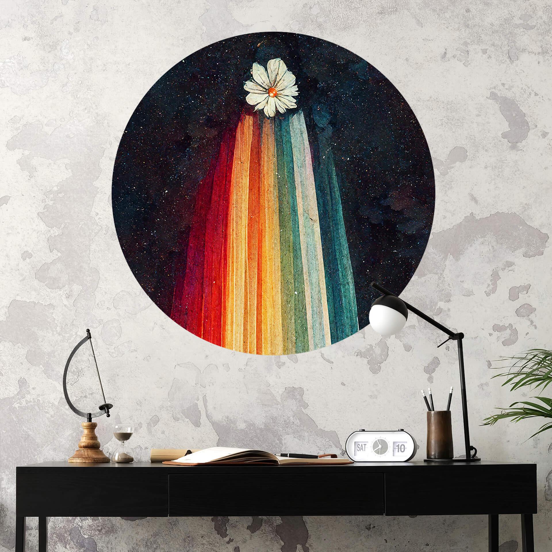 Vinilo decorativo Heine - Saludos floridos desde el espacio - Astro Crucero - Redondo