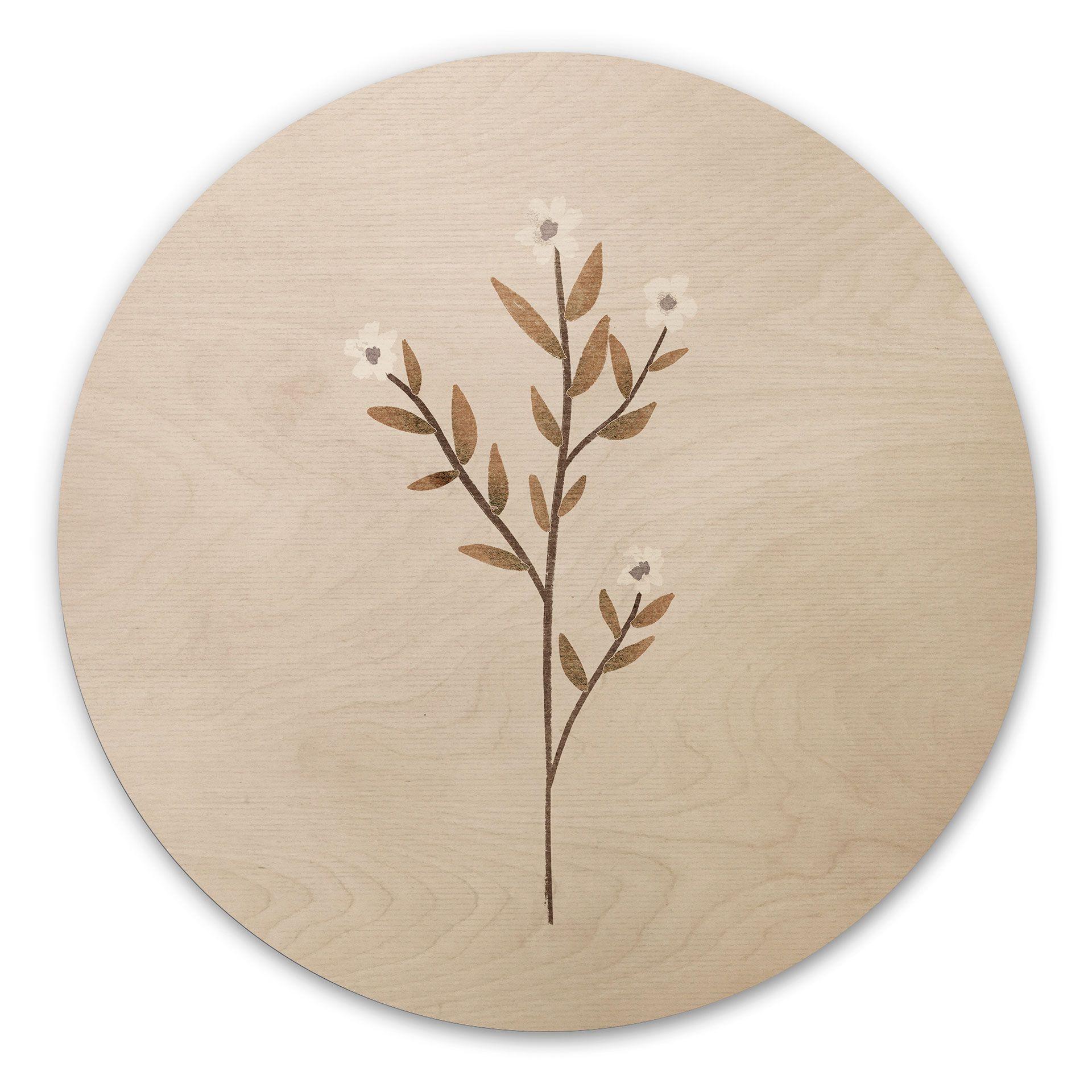 Cuadro de madera Ilustración Flores - Nomeolvides - Goed Blauw - Redondo