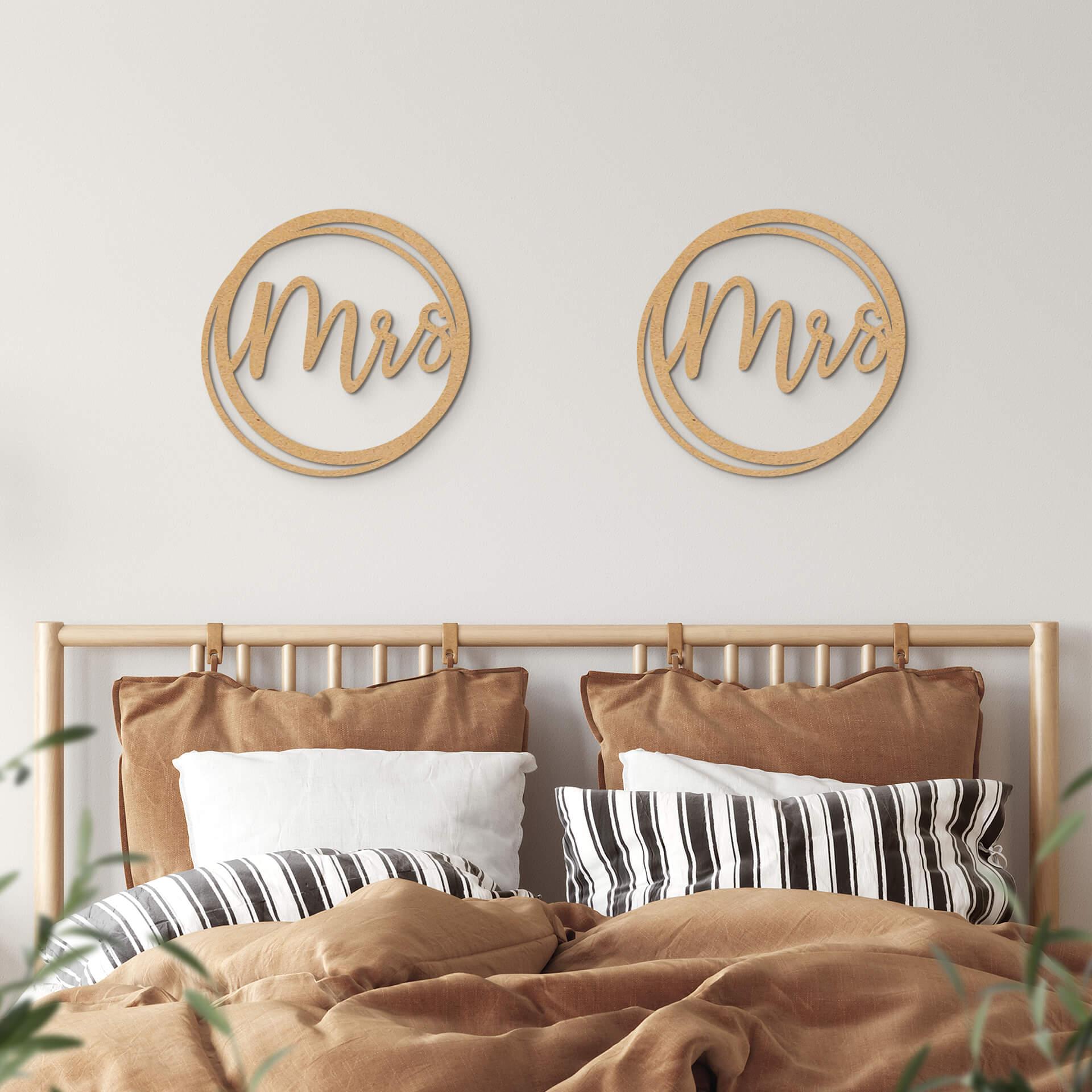 Boda Señora y Señora letras - MDF naturaleza
