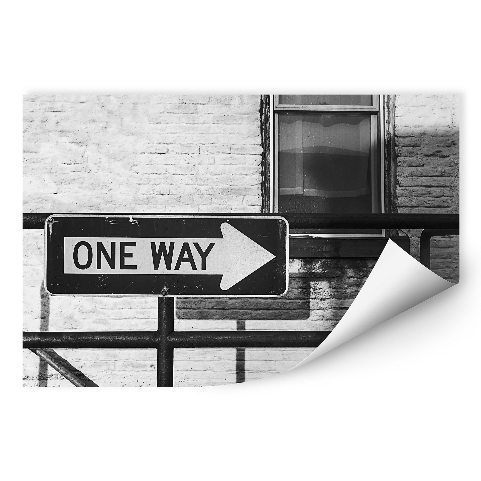 Zelfklevende Poster - Street Sign One Way