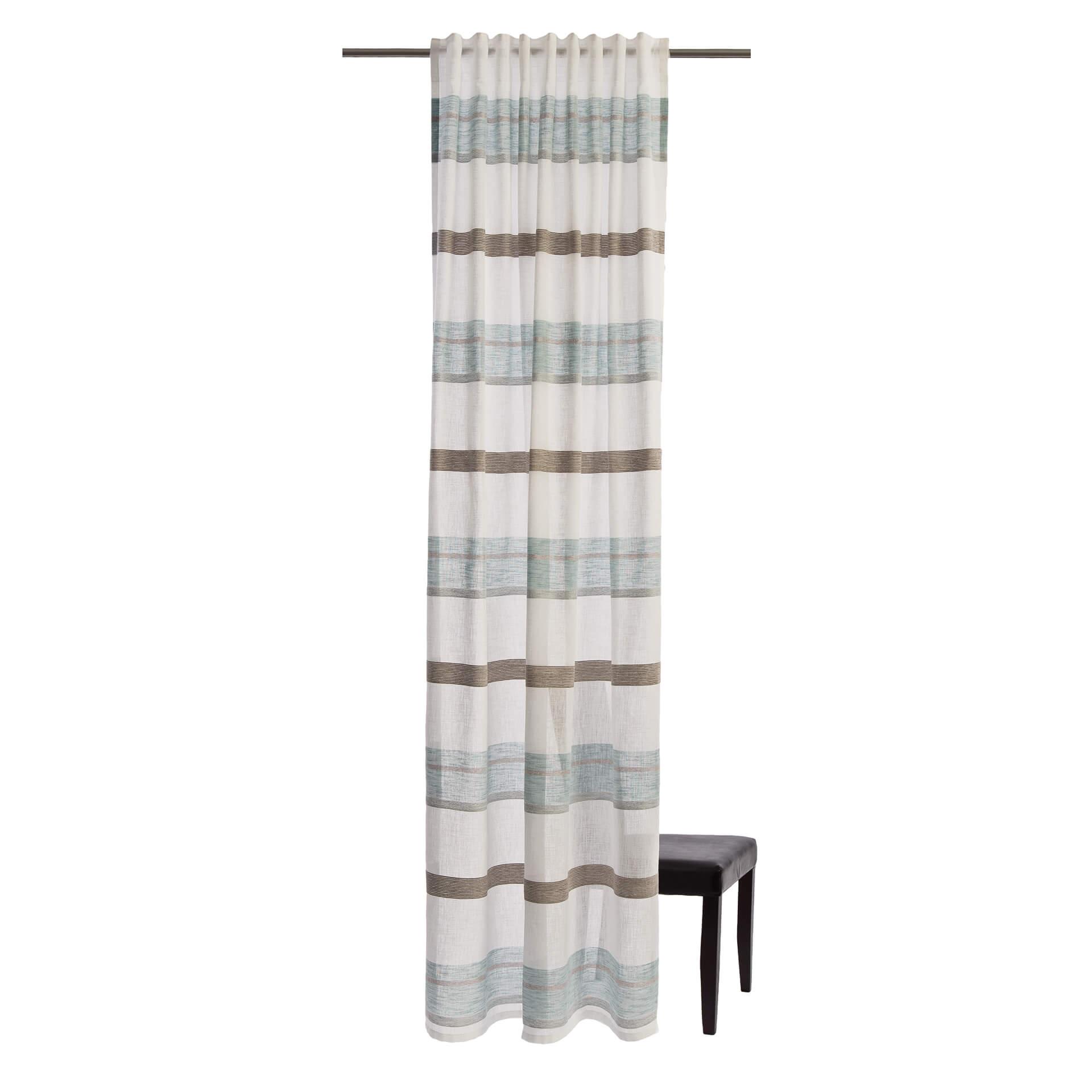 Homing Vorhang Lea mit verdeckter Schlaufe weiß, braun, blau -  2,45x1,40 m