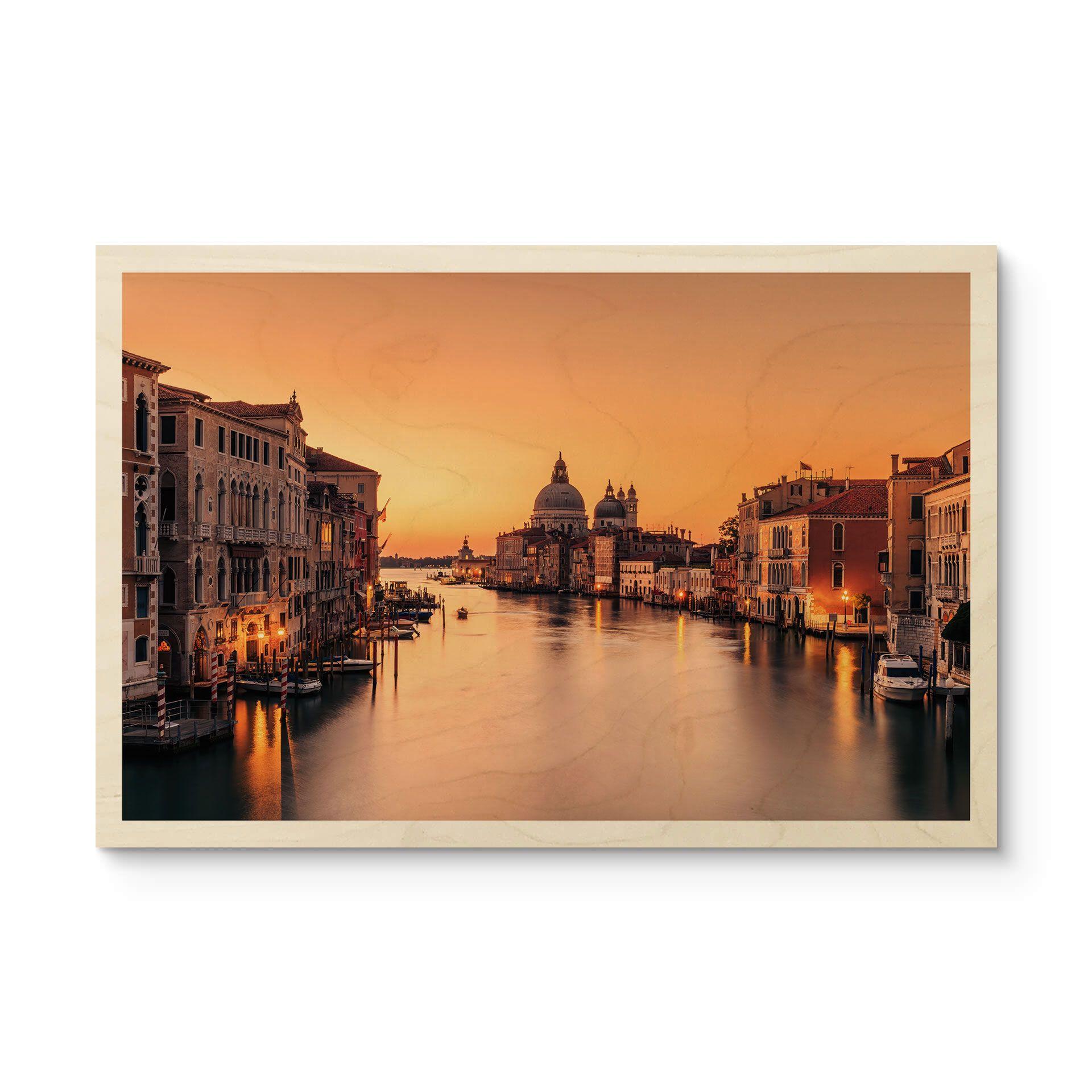 Træplakat Solnedgang i Venedig - Zhang