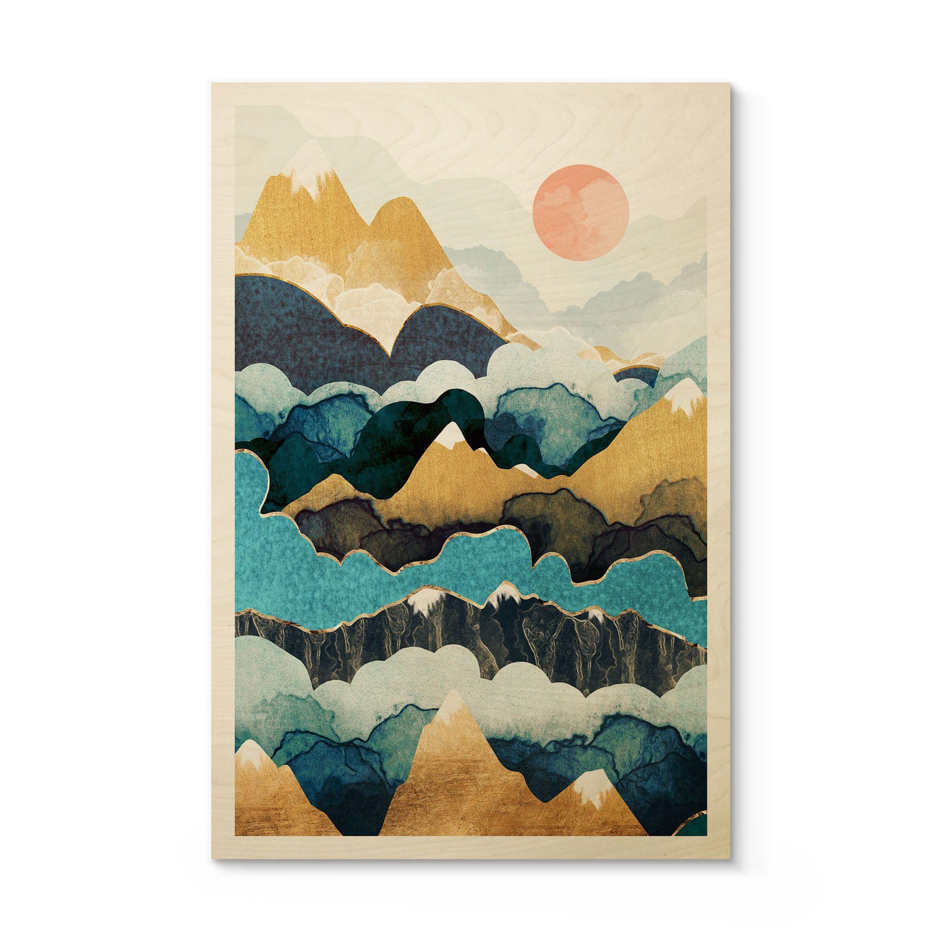 Cuadro de madera pico de montaña por encima de las nubes - SpaceFrog Designs