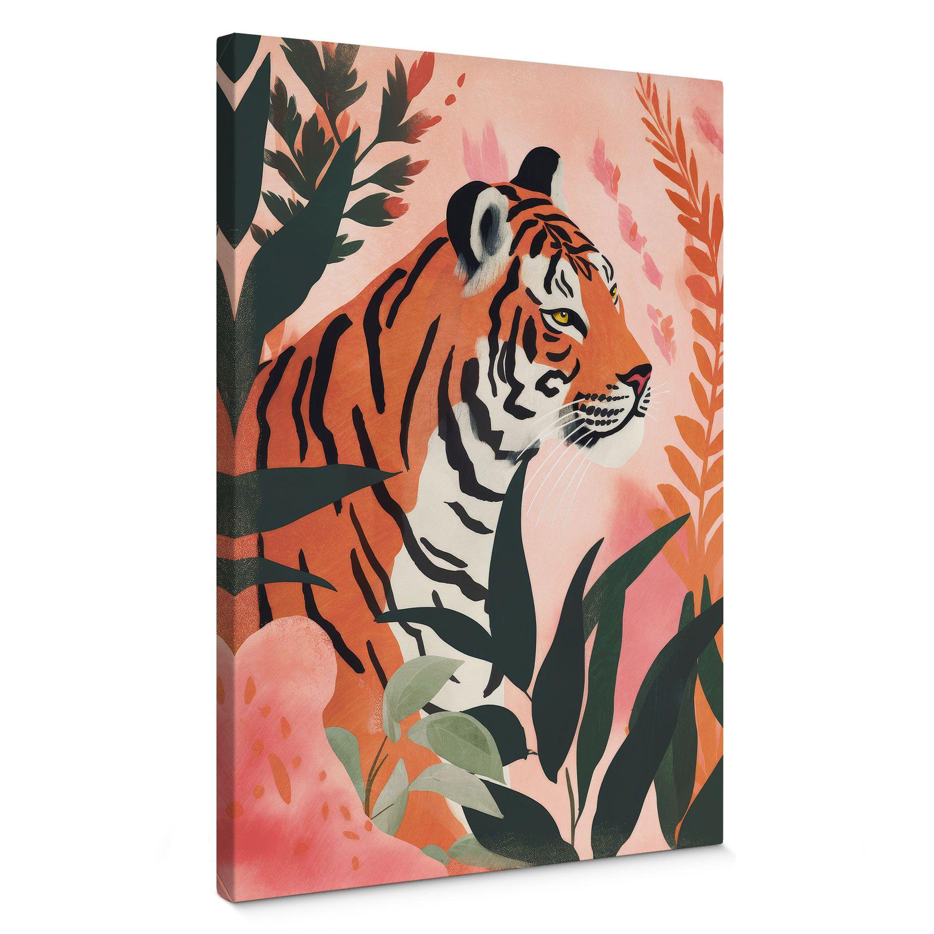 Lienzo Tigre en la jungla rosa - Treechild