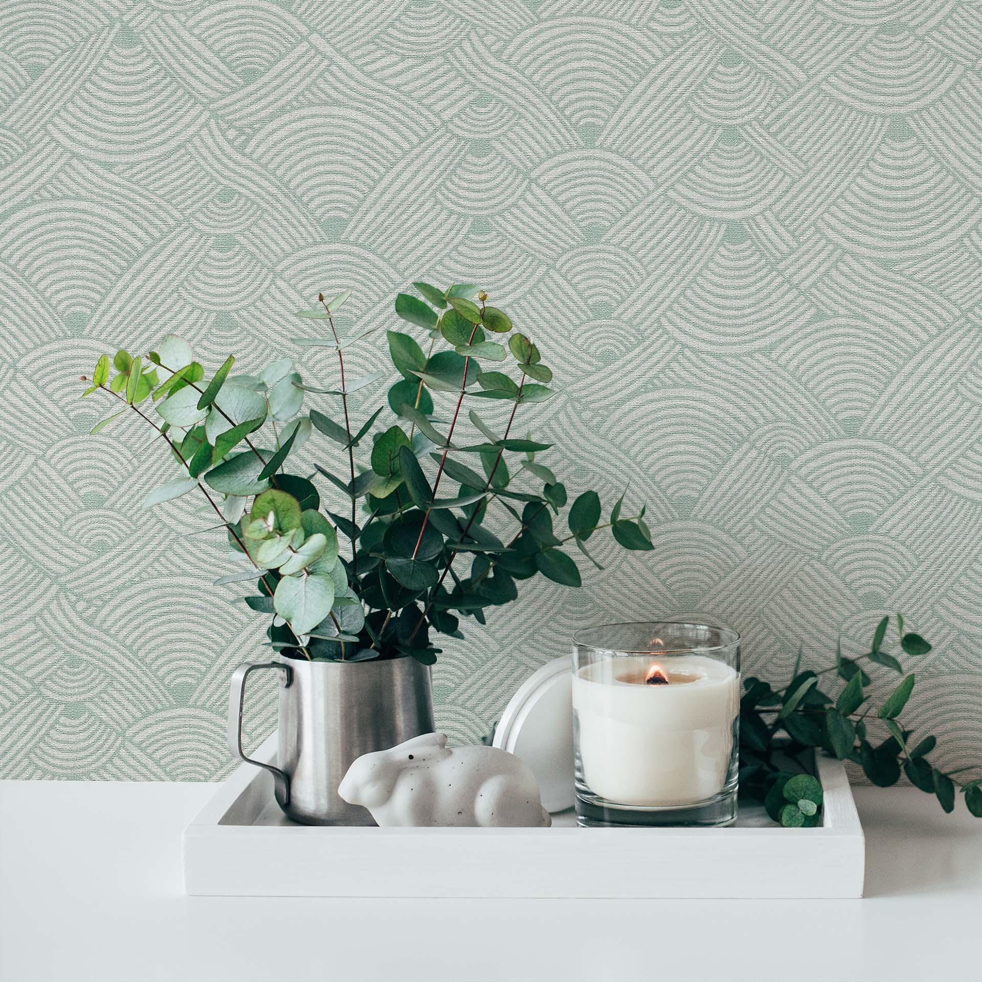 Papel pintado gris ondas diseño - papel pintado moderno no tejido salón gris claro