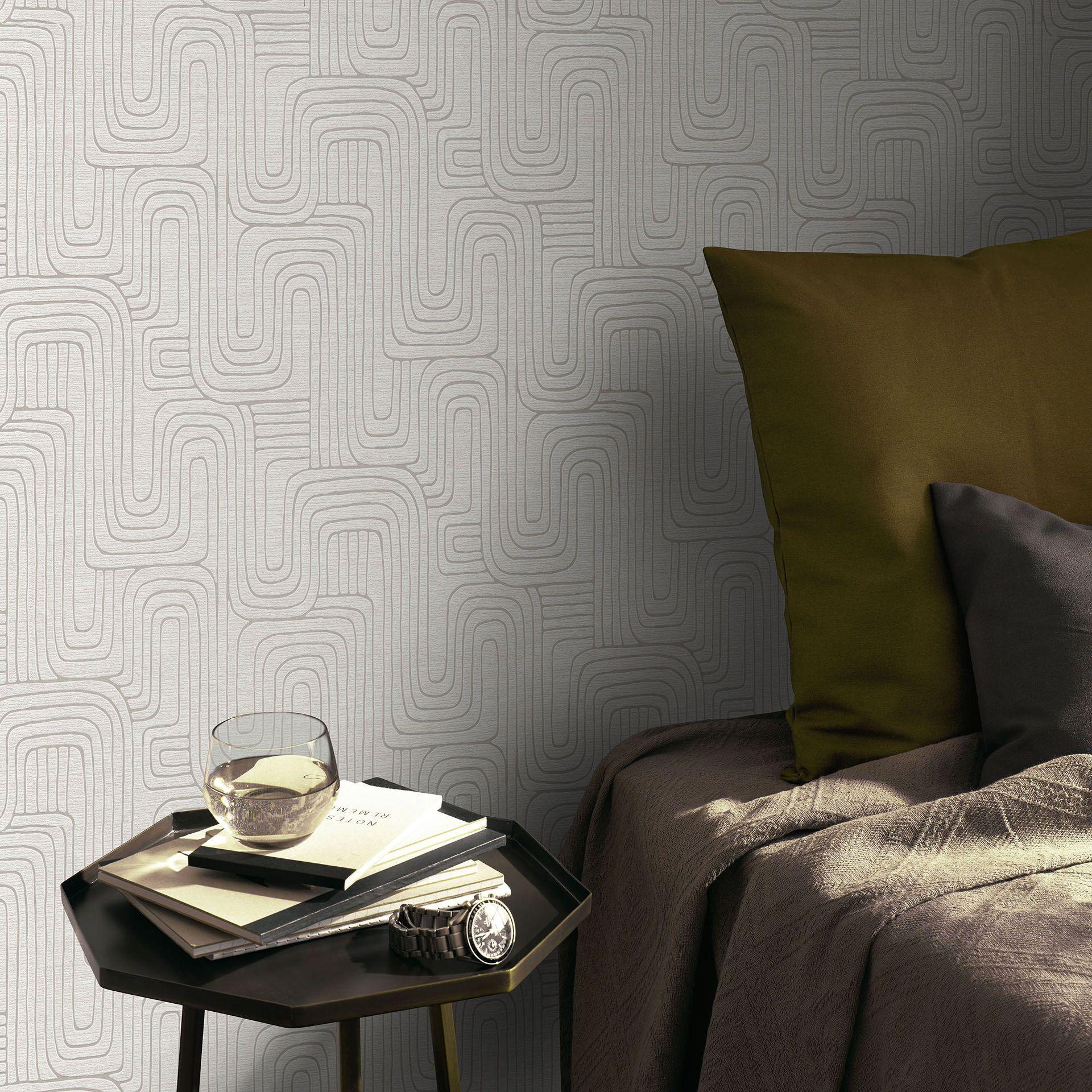 Grafisk tapet Opus beige