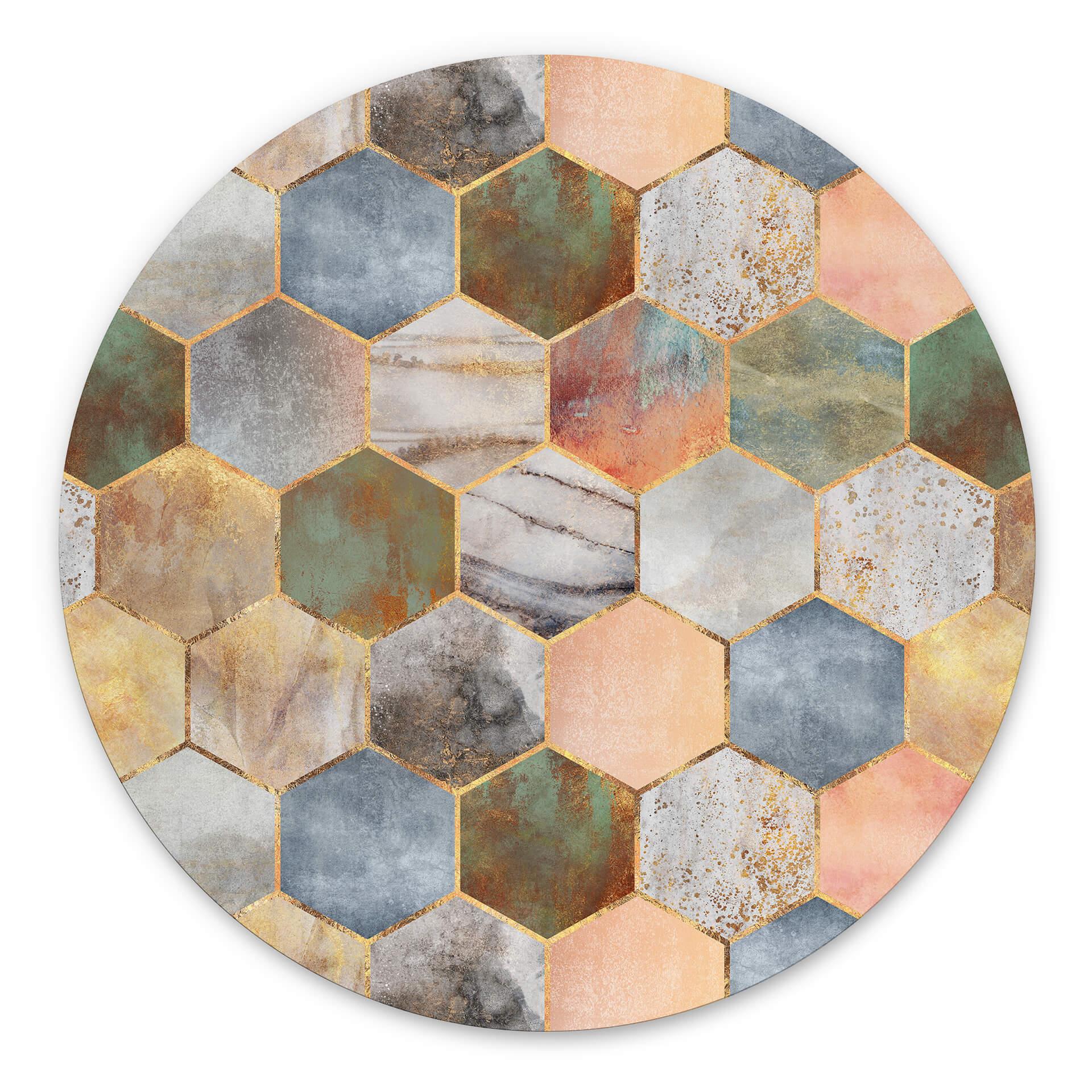 Tableau sur alu-Dibond rond Fredriksson - Marbre et nacre
