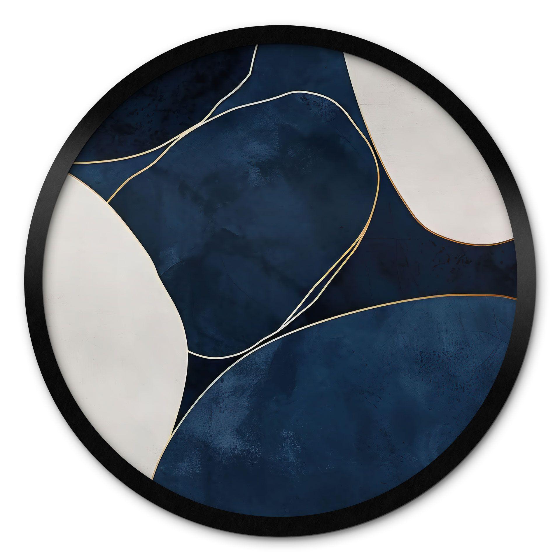 Póster Equilibrio geométrico en azul y blanco - Paksoylu - Redondo