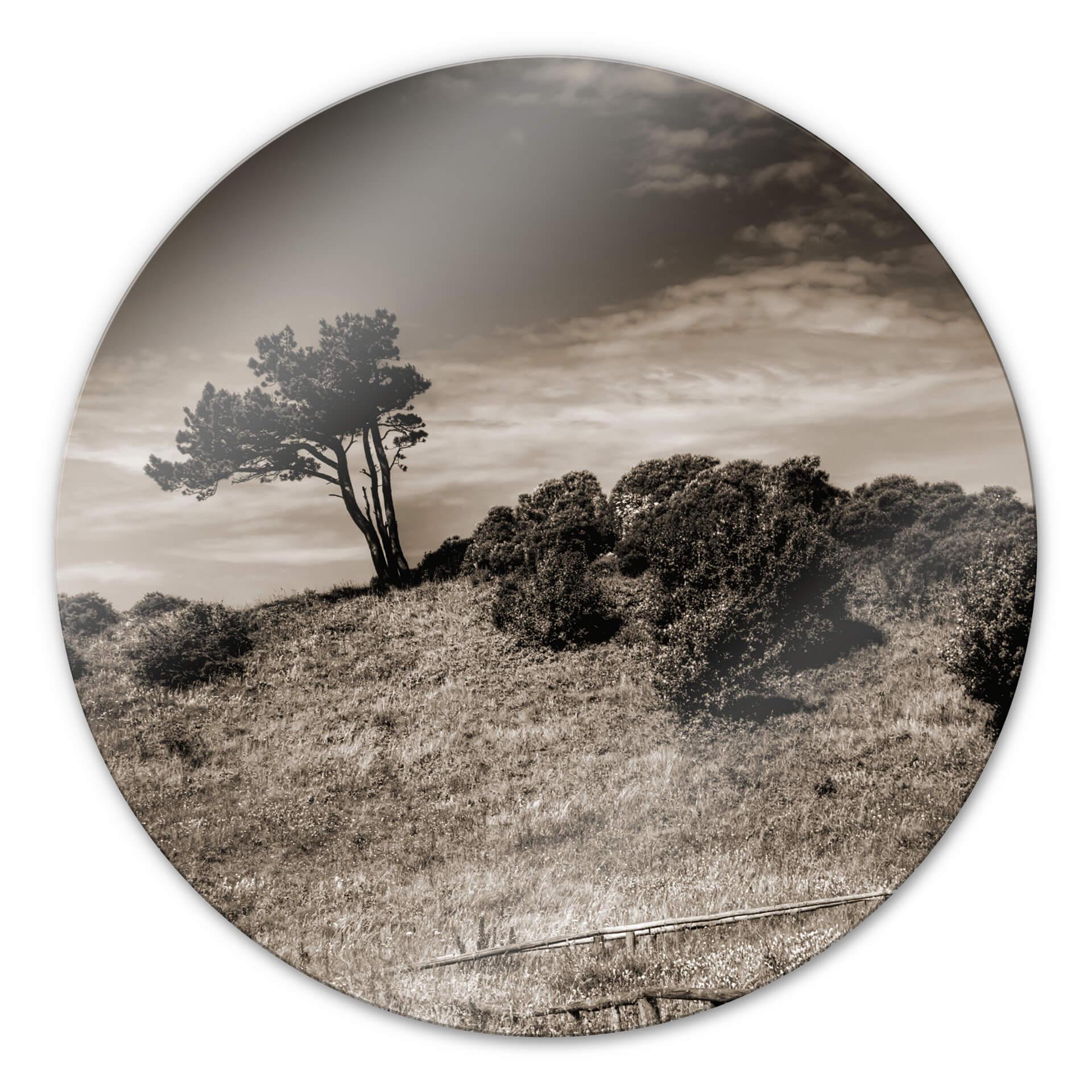 Tableau en verre - Paysage de Hiddensee - rond