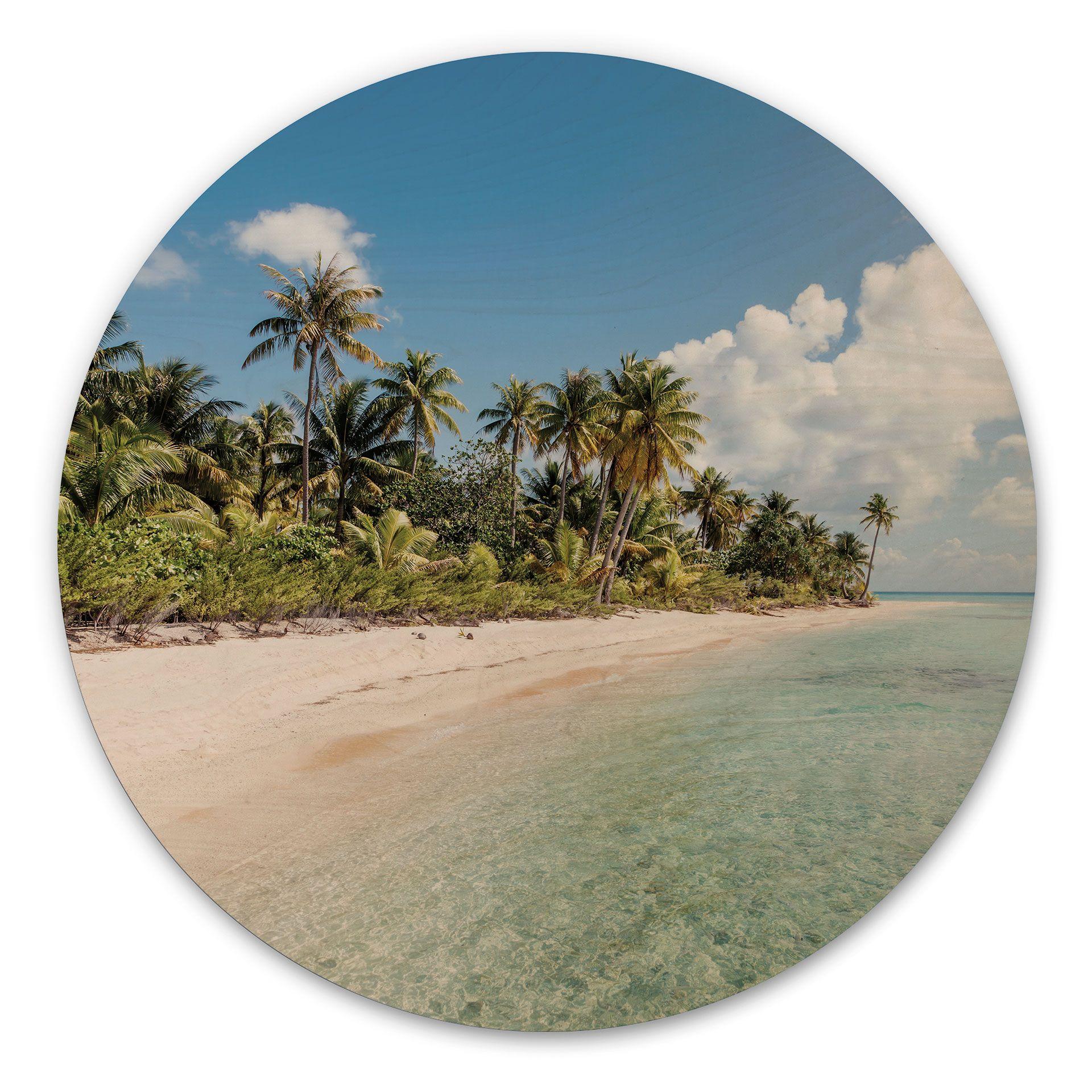 Cuadro de madera palmera playa en los mares del sur - Colombo - Redondo
