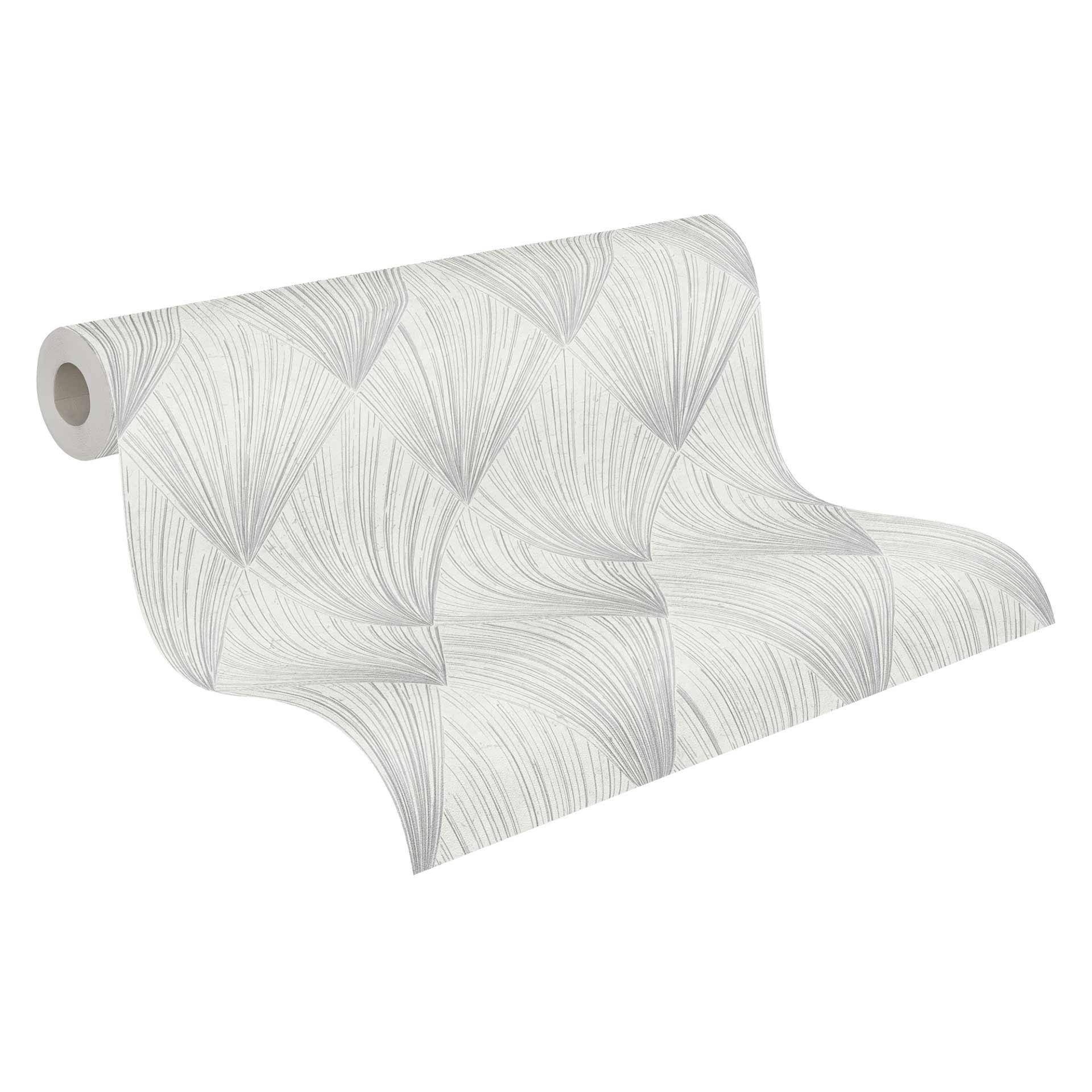 Livingwalls Fleecetapet, Metropolitan Stories Art Deco Ava New York, Grå, Metallic, Hvid