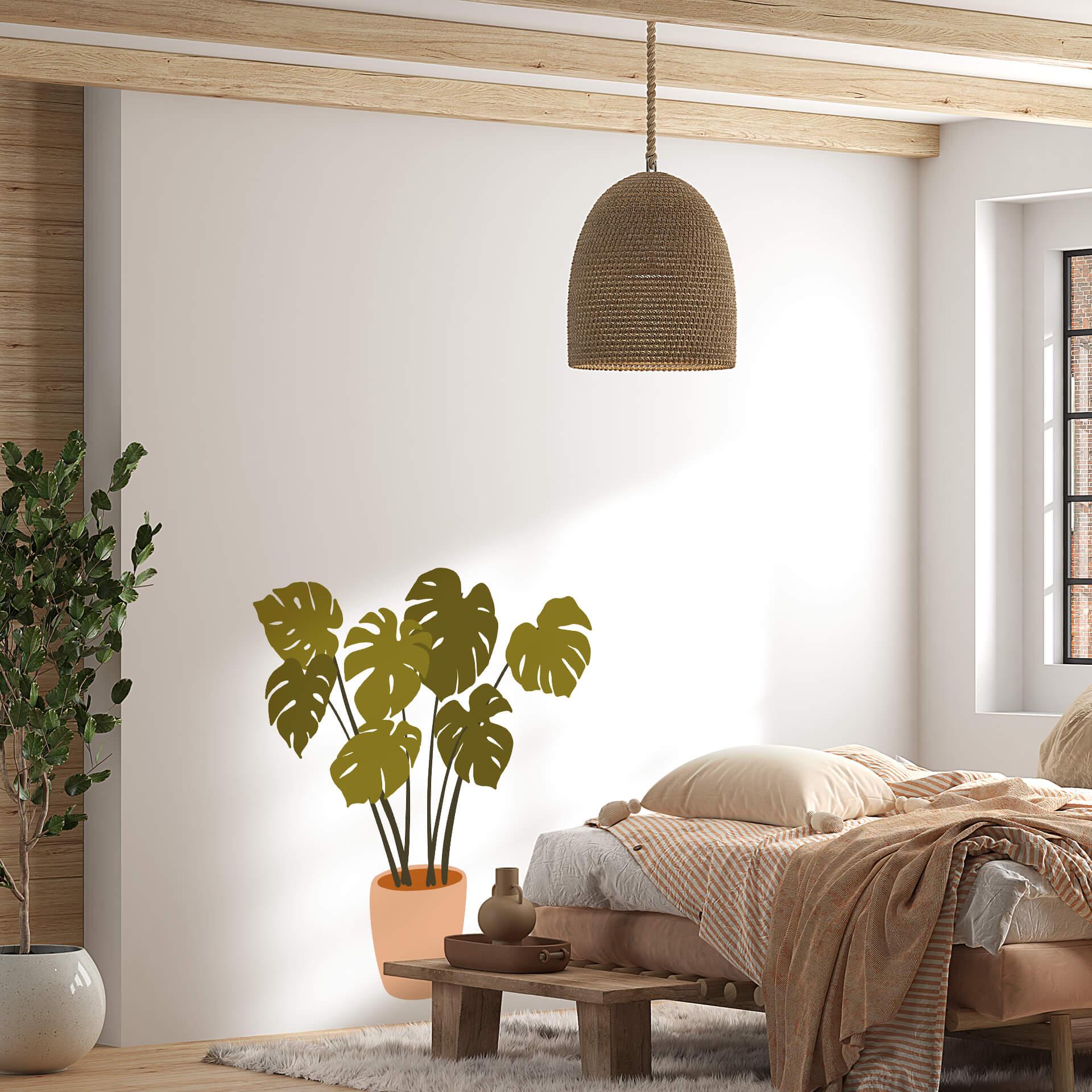 Wallsticker Monstera-plante i en urtepotte