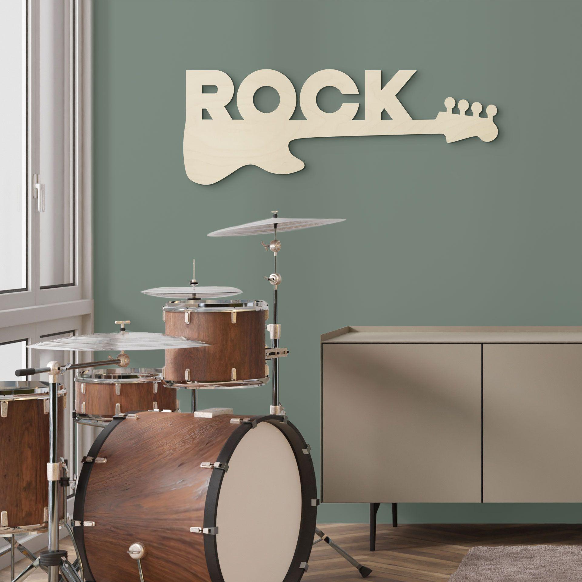 Decoración mural guitarra rock - Decoración en madera chopo