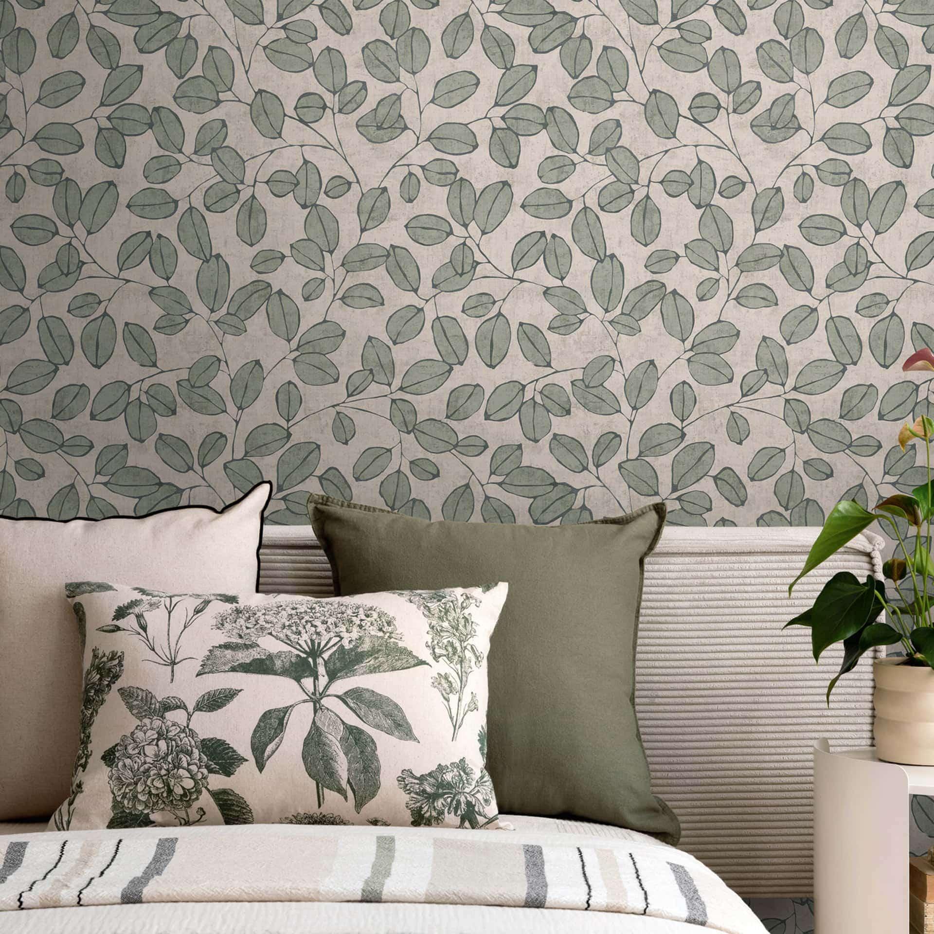 Elegant non-woven tapet - slående Mønster i stengrå & naturlig tone