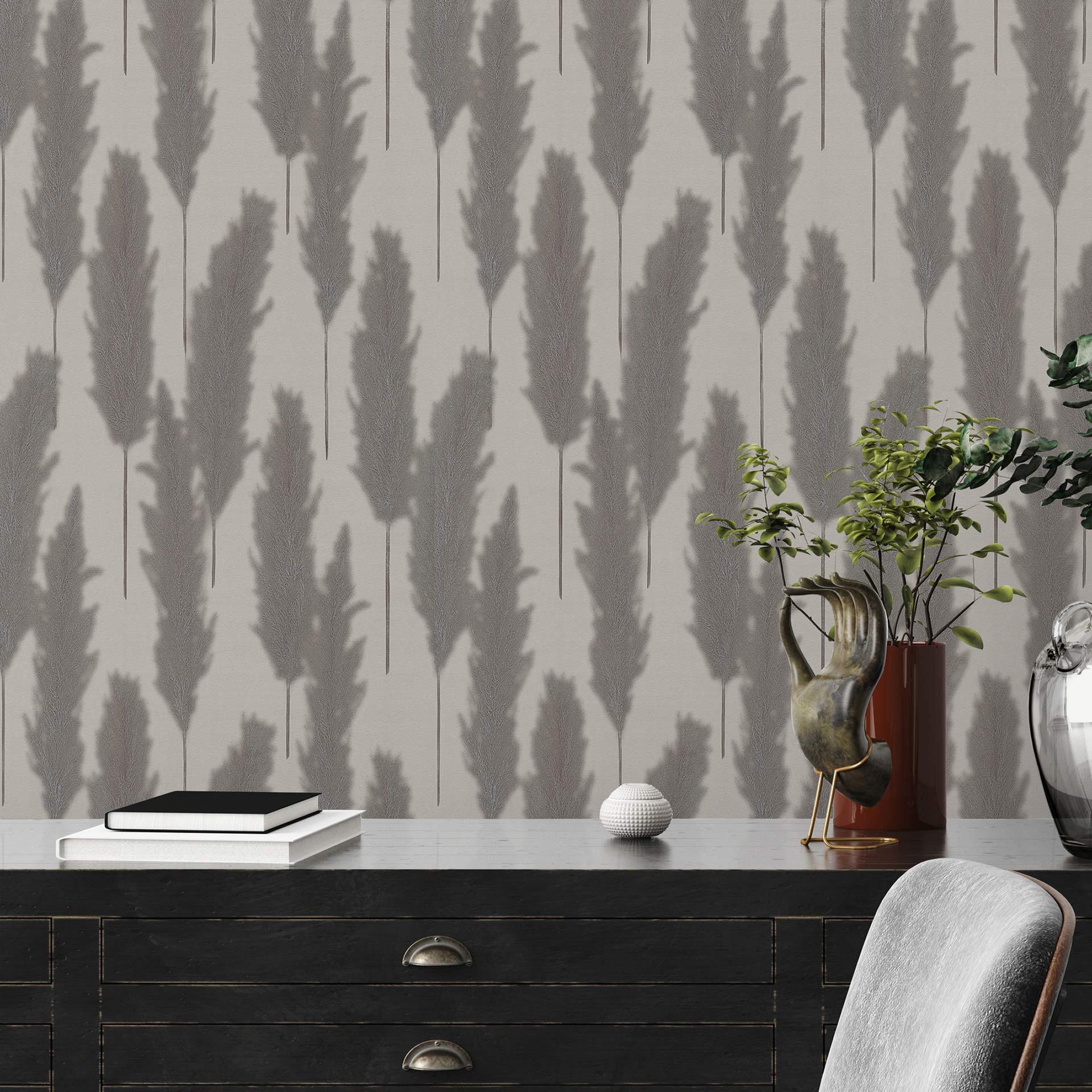 Papel pintado A.S. Création con gramíneas #Papel pintado no tejido Hygge blanco, gris