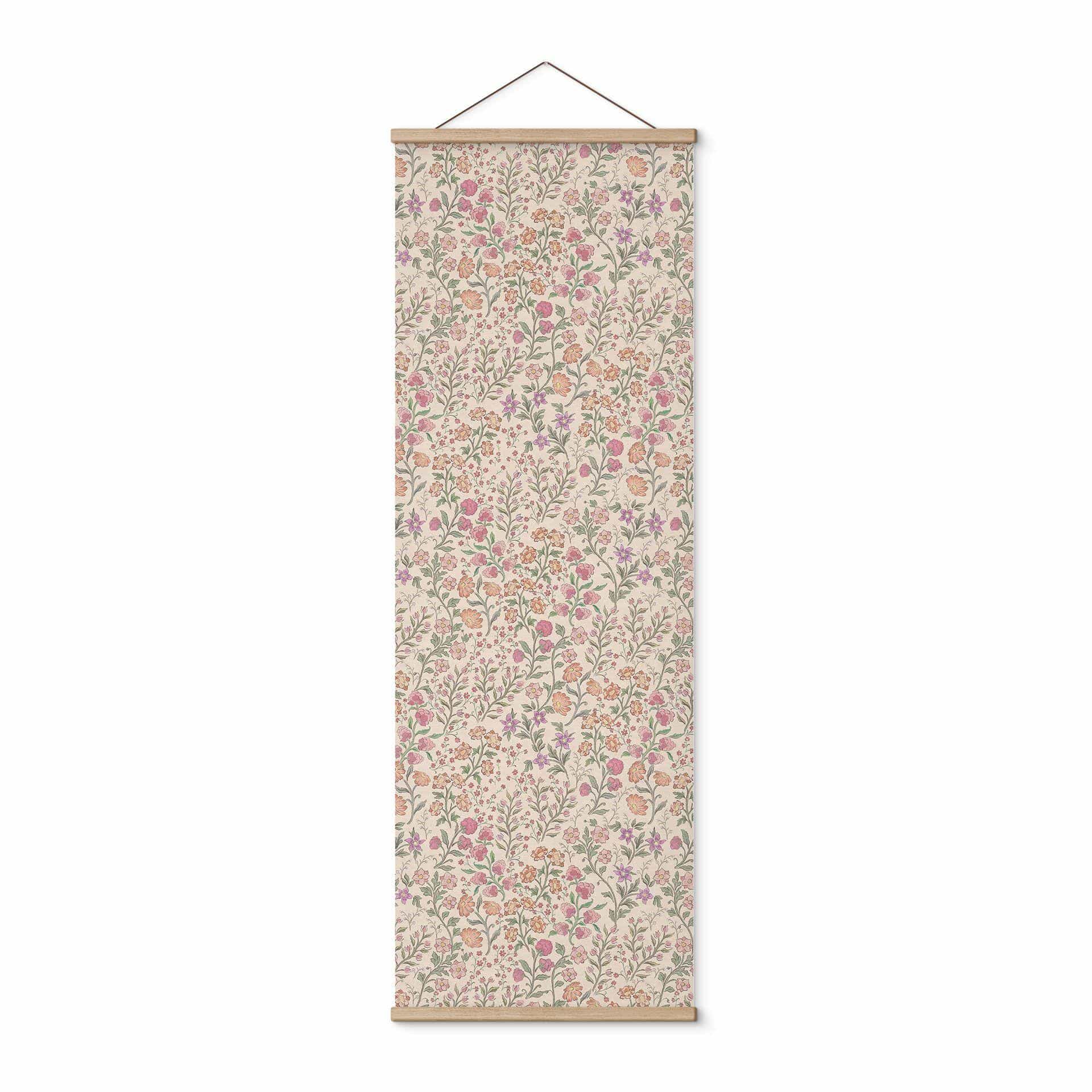 Stoffbild Wiesenblumen Vintage - Beige - Bloomery Decor - Panorama