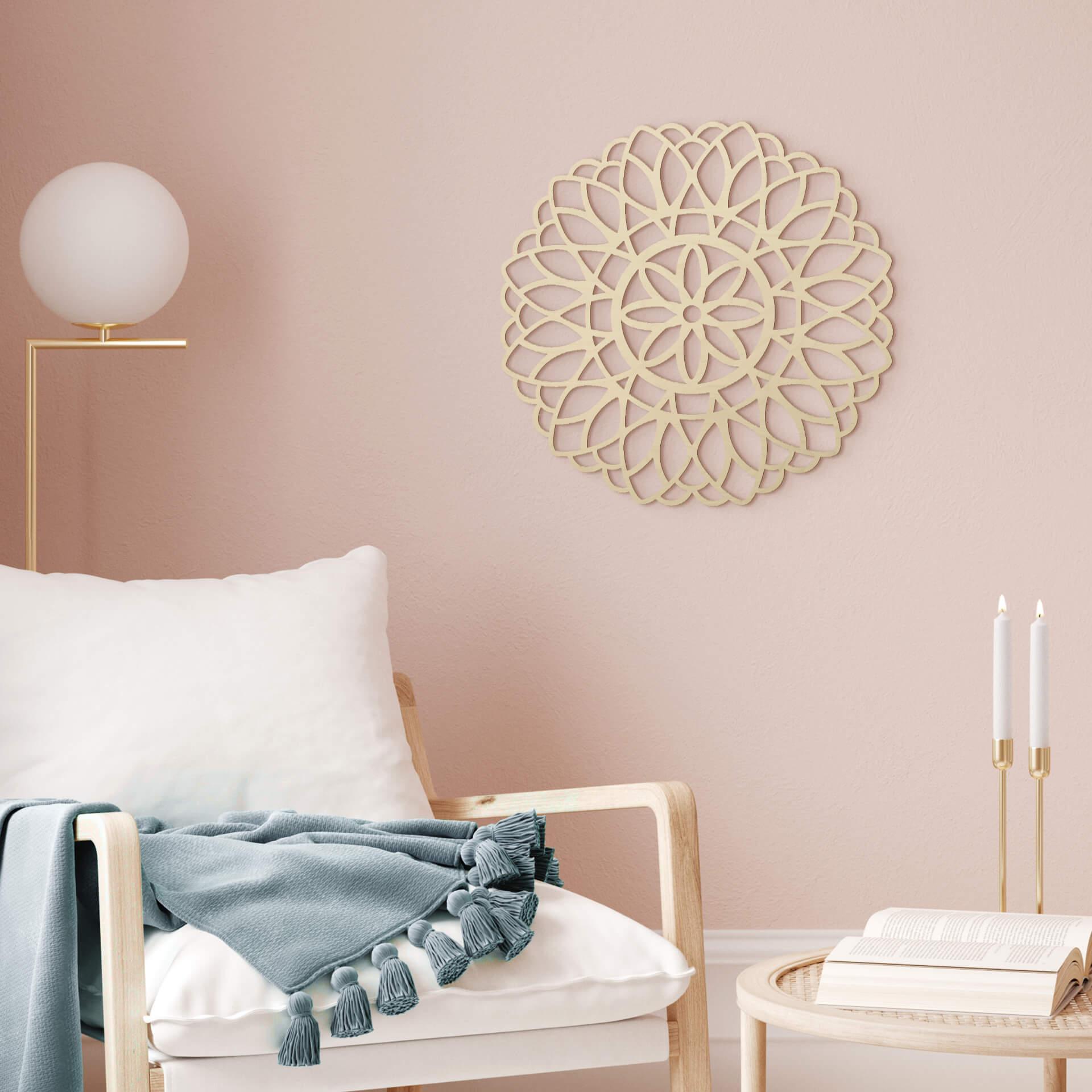 Decoración en madera álamo - Mandala Flor de la Vida - Redondo