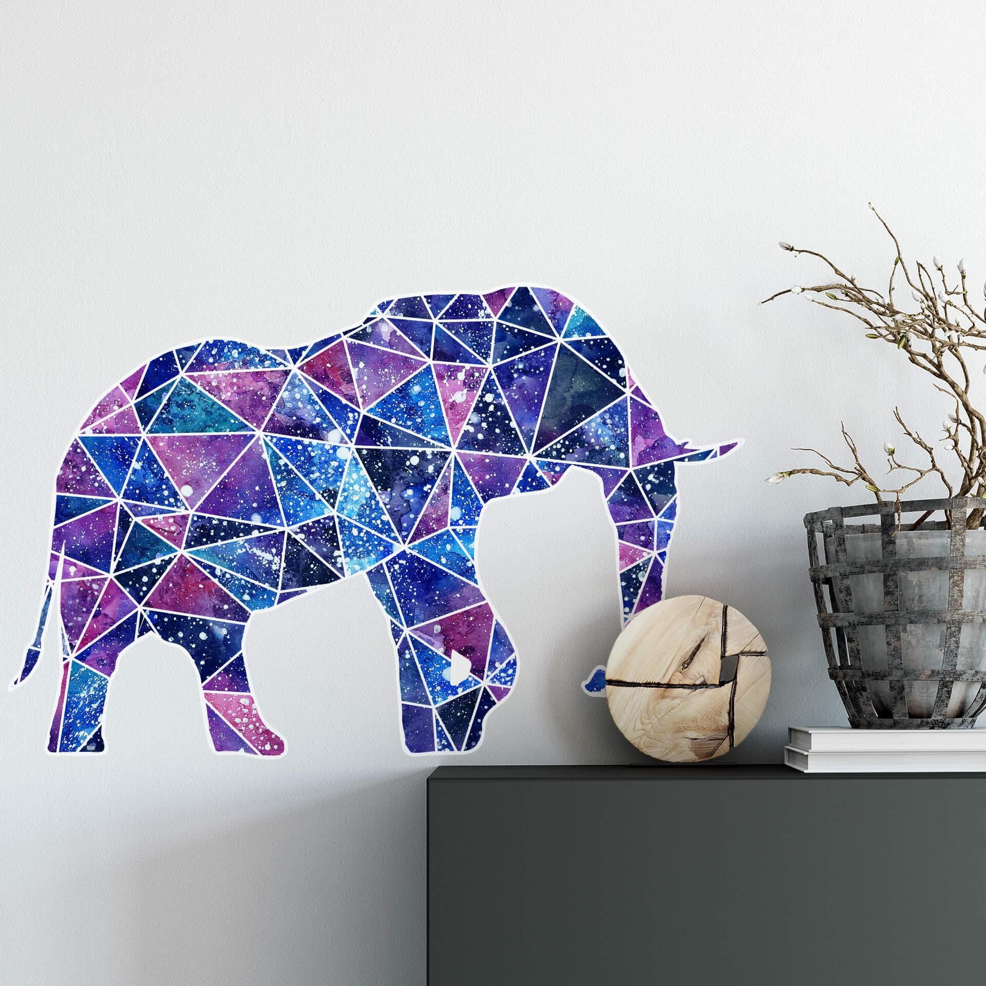 Wallsticker - Polygon Galaxe Elefant