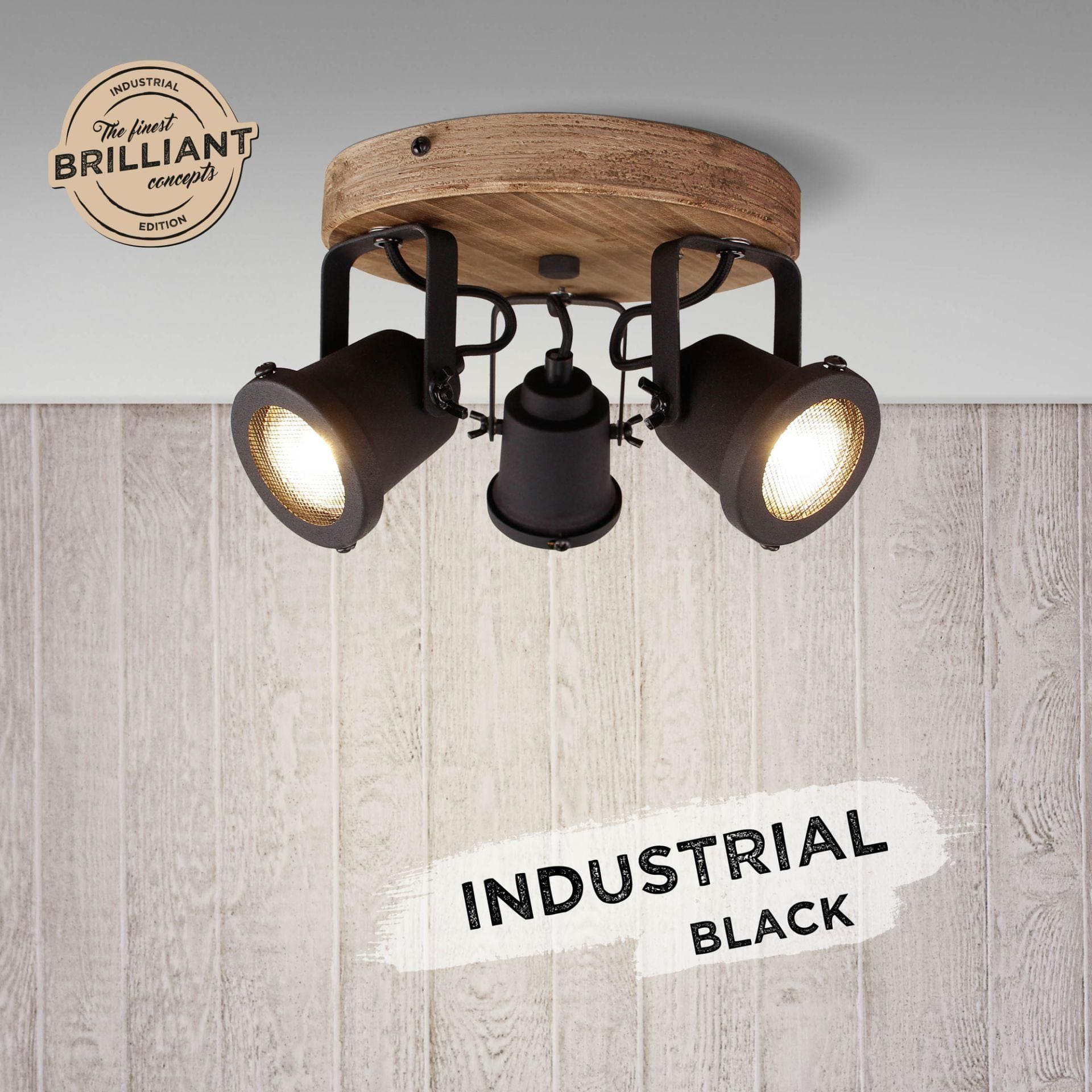 Spotrondell Jesse, braun, 26 x 13 cm, Holz Innenleuchte