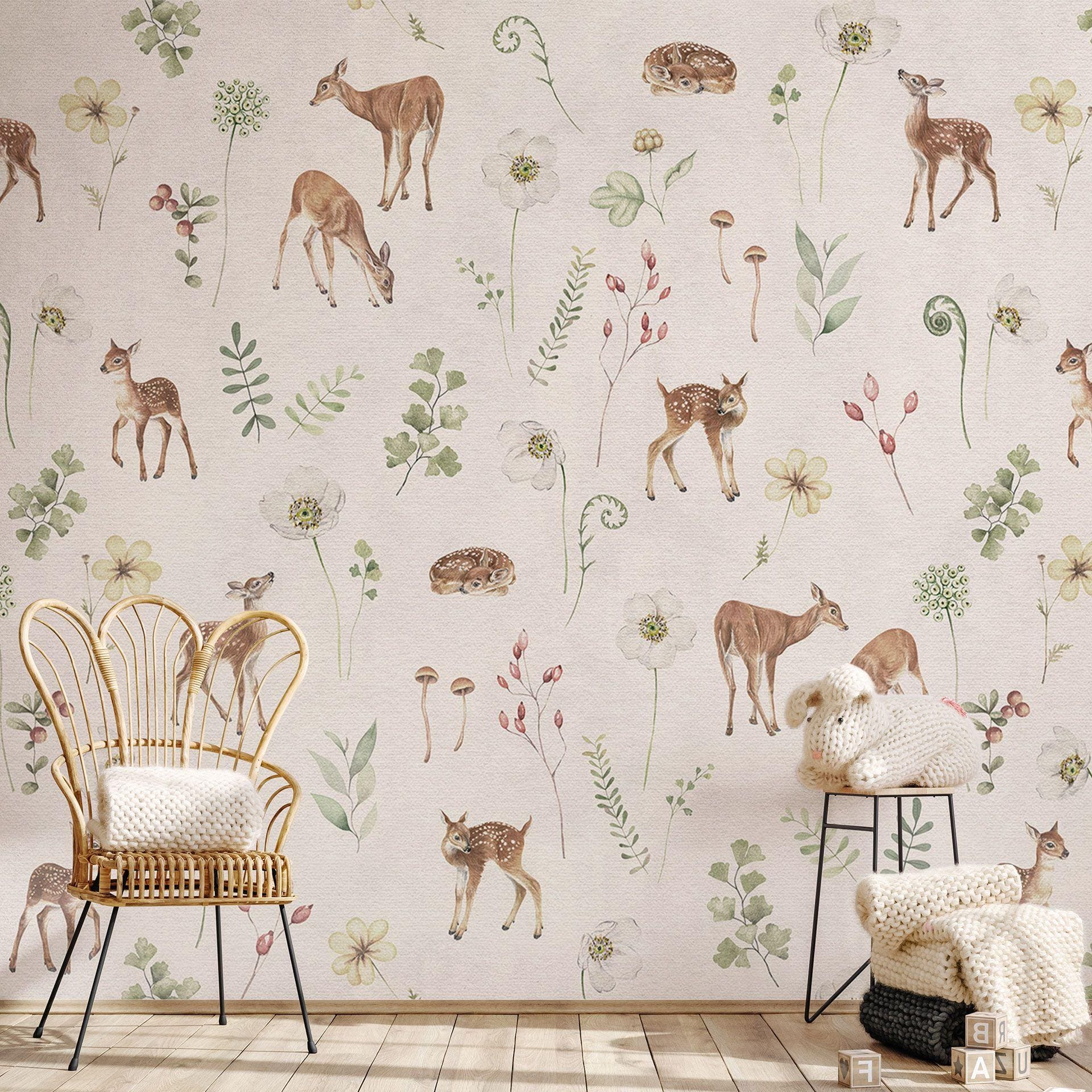 Lille hjortetapet blandt blomster - Kikki Belle