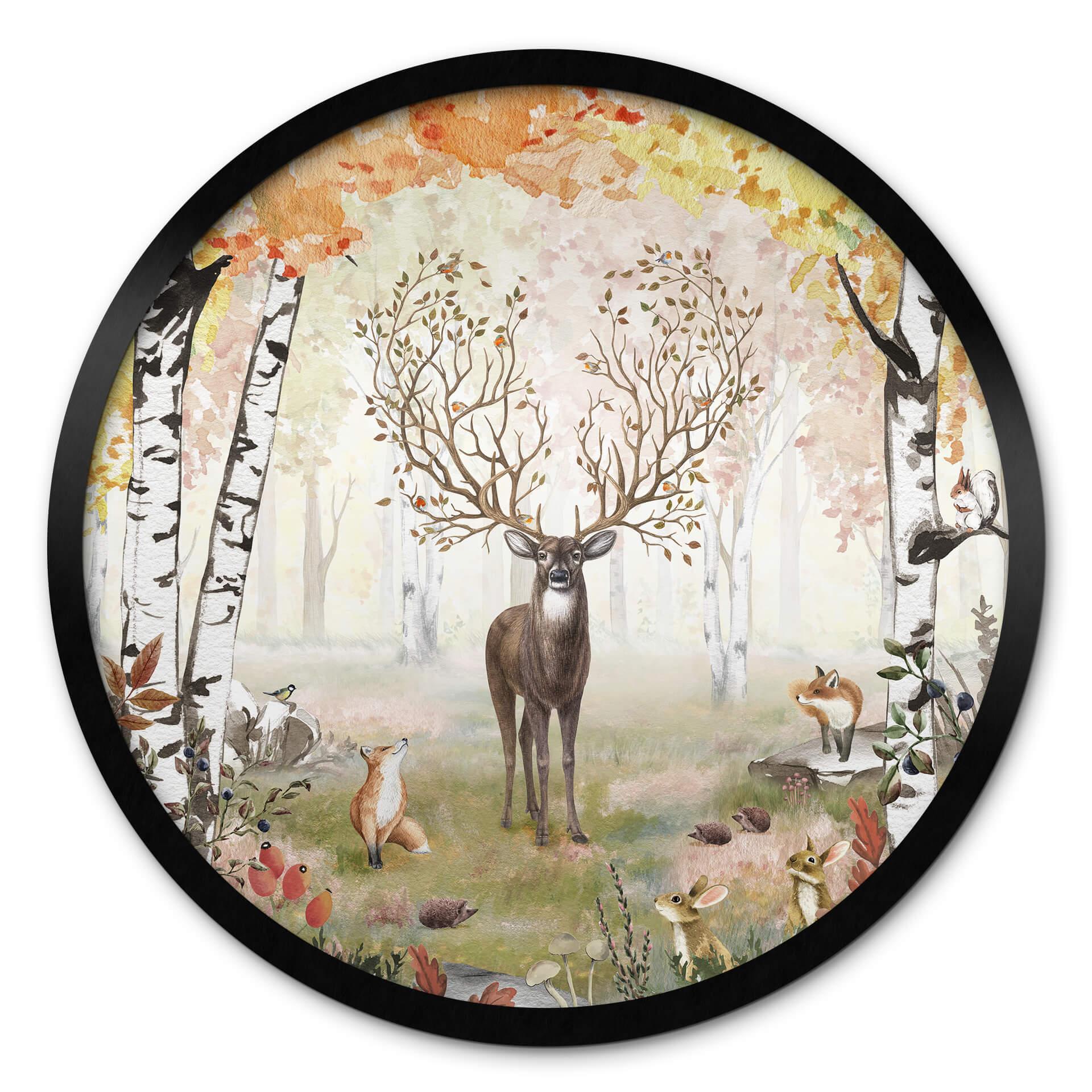 Póster Kikki Belle - Ciervo en otoño - Redondo