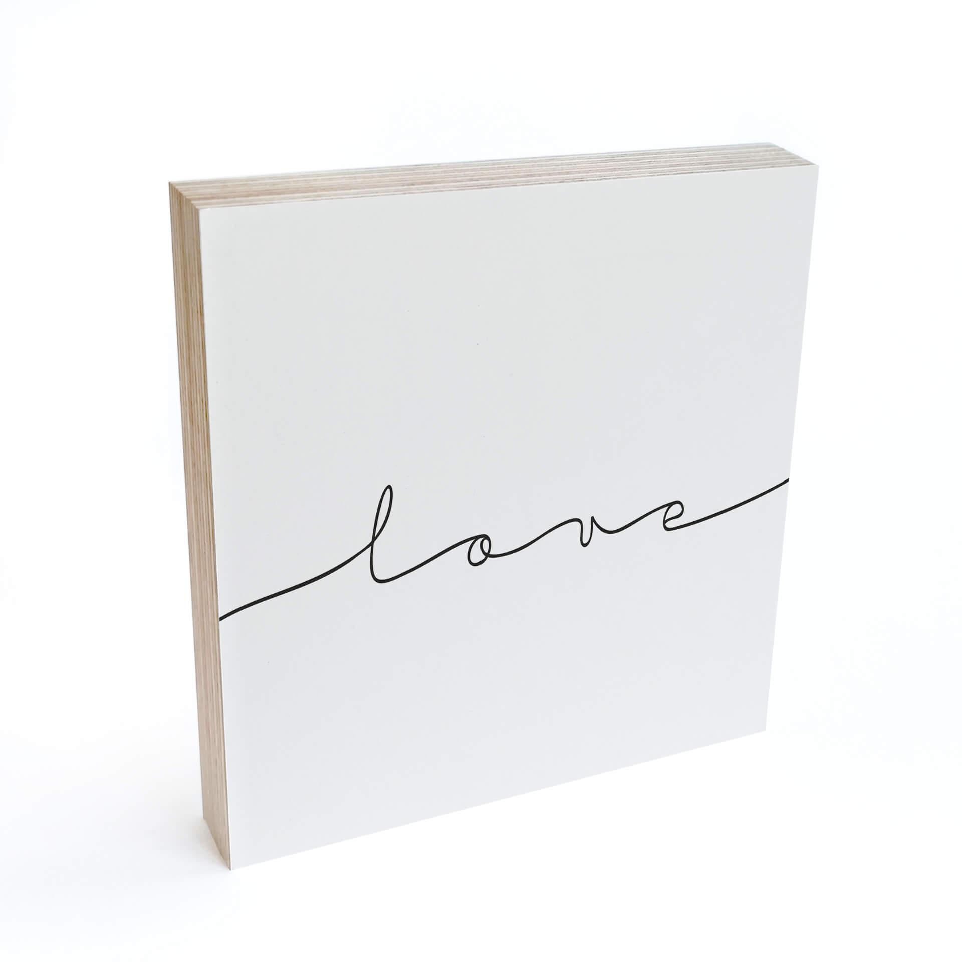 Billede af træ til at sætte op - Love - 15x15 cm