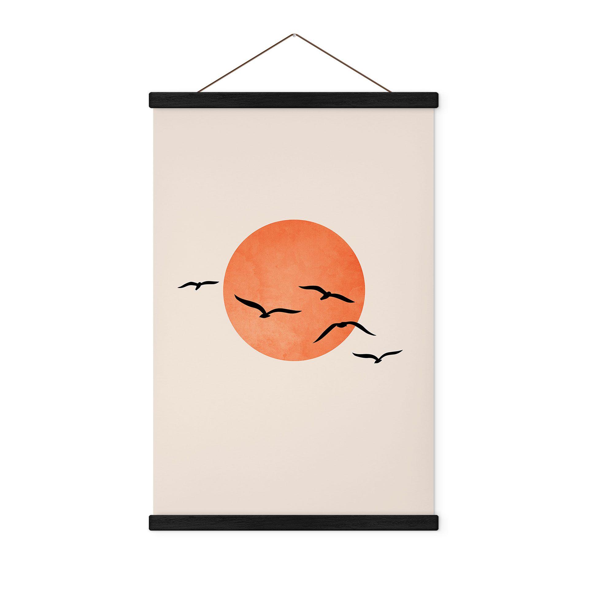 Tekstil plakat Trækfugle flyver mod solen - Kubistika
