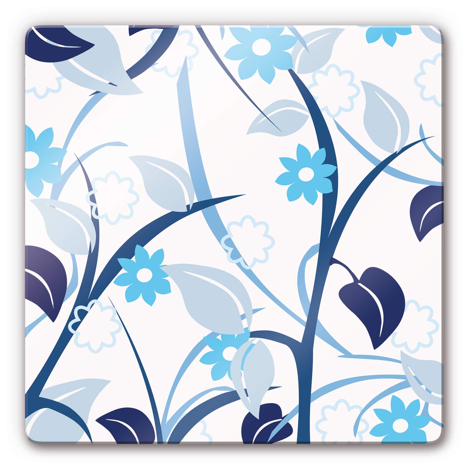 Glasbillede - Blå Blomsterhave