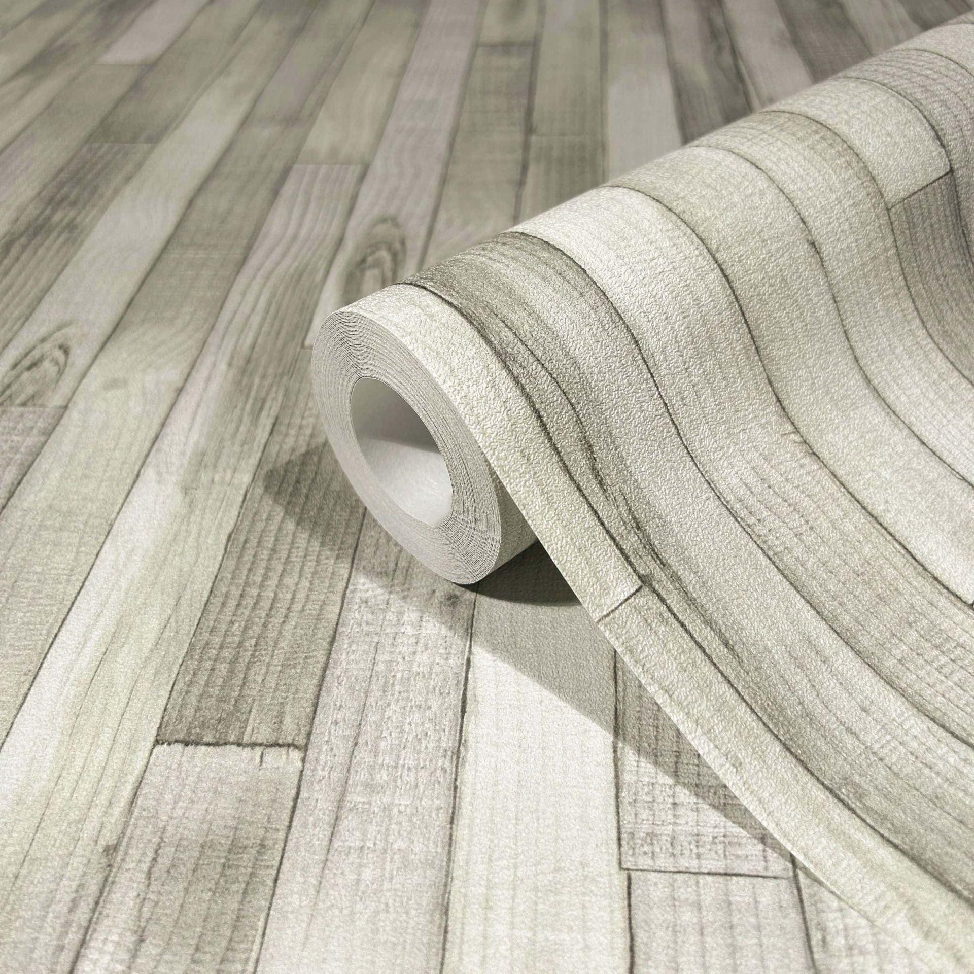 Non-woven tapet i trælook med korn grå træeffekt