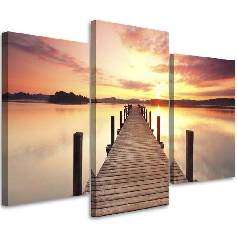 3 stykke lærredstryk, Jetty Lake Sunset
