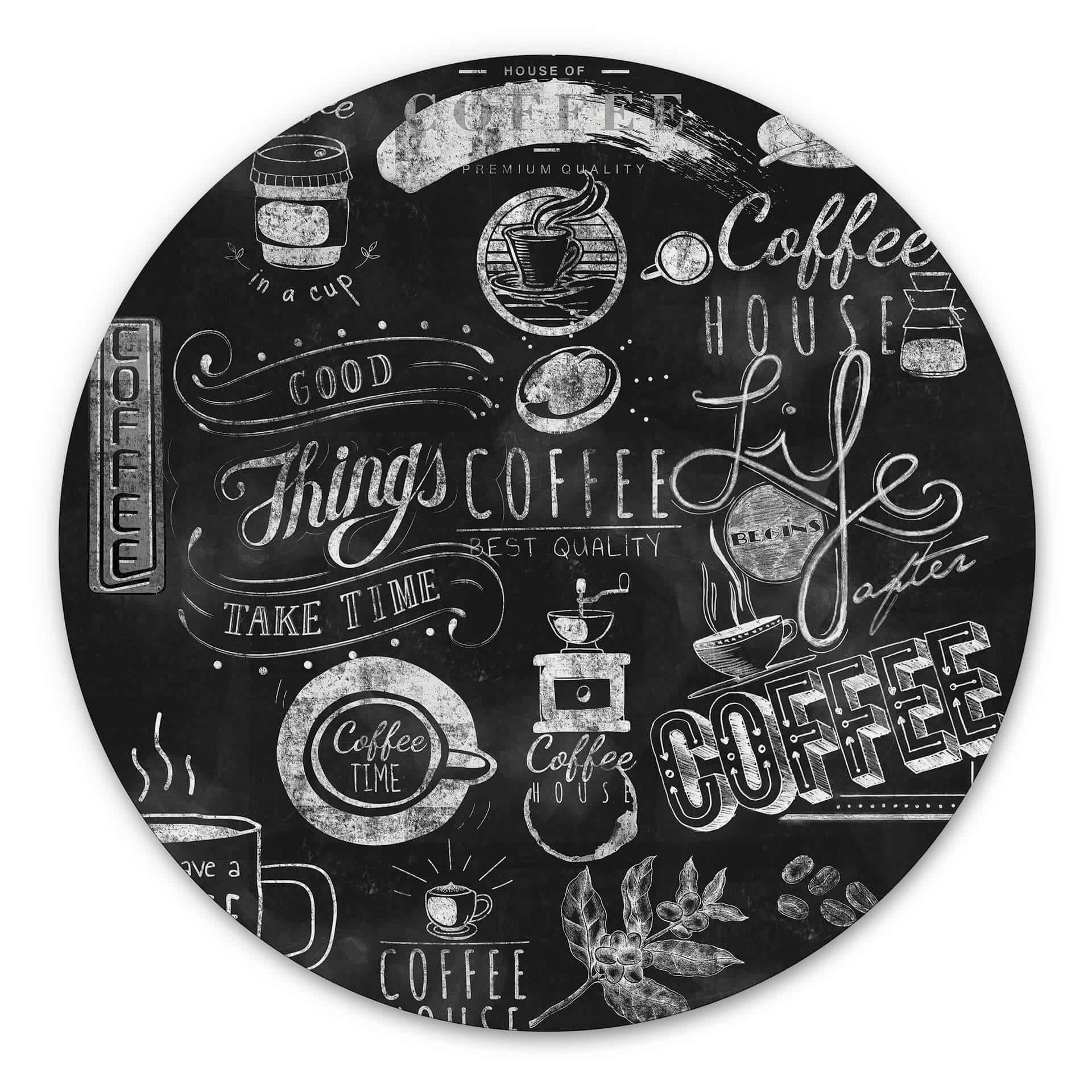Tableau en alu-Dibond World of Coffee - Rond