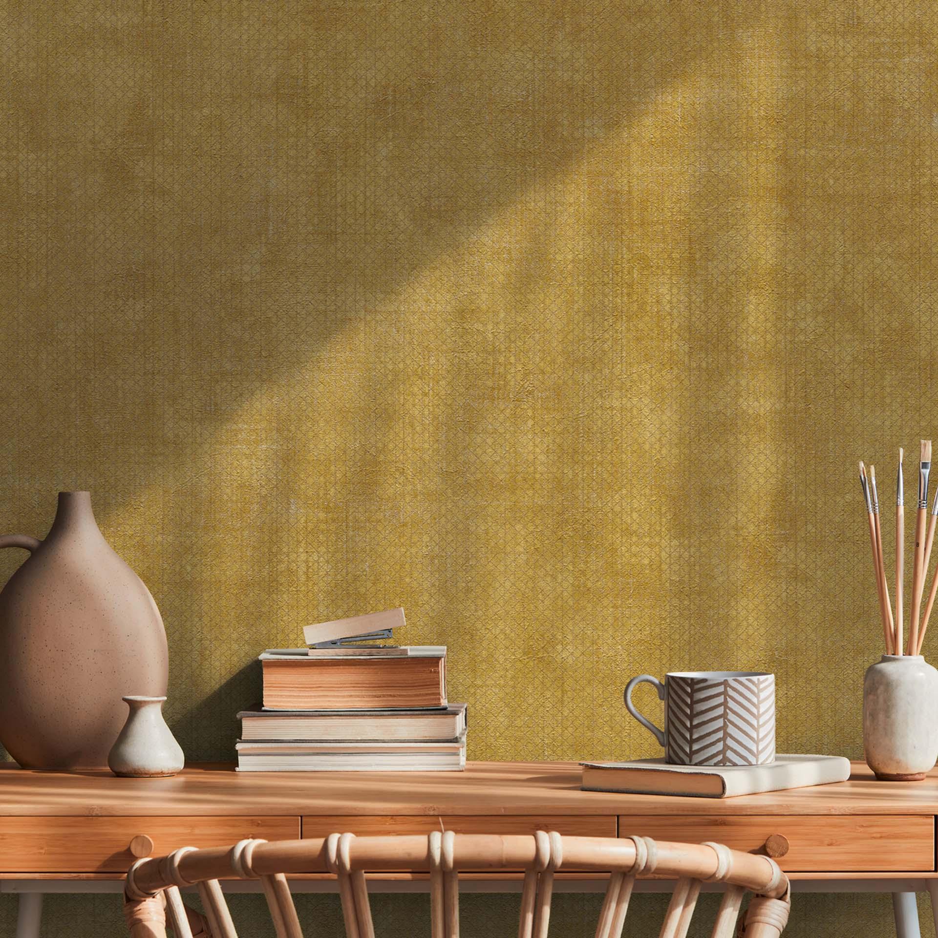 A.S. Création non-woven tapet BOS - grafisk tapet gul, guld, metallic