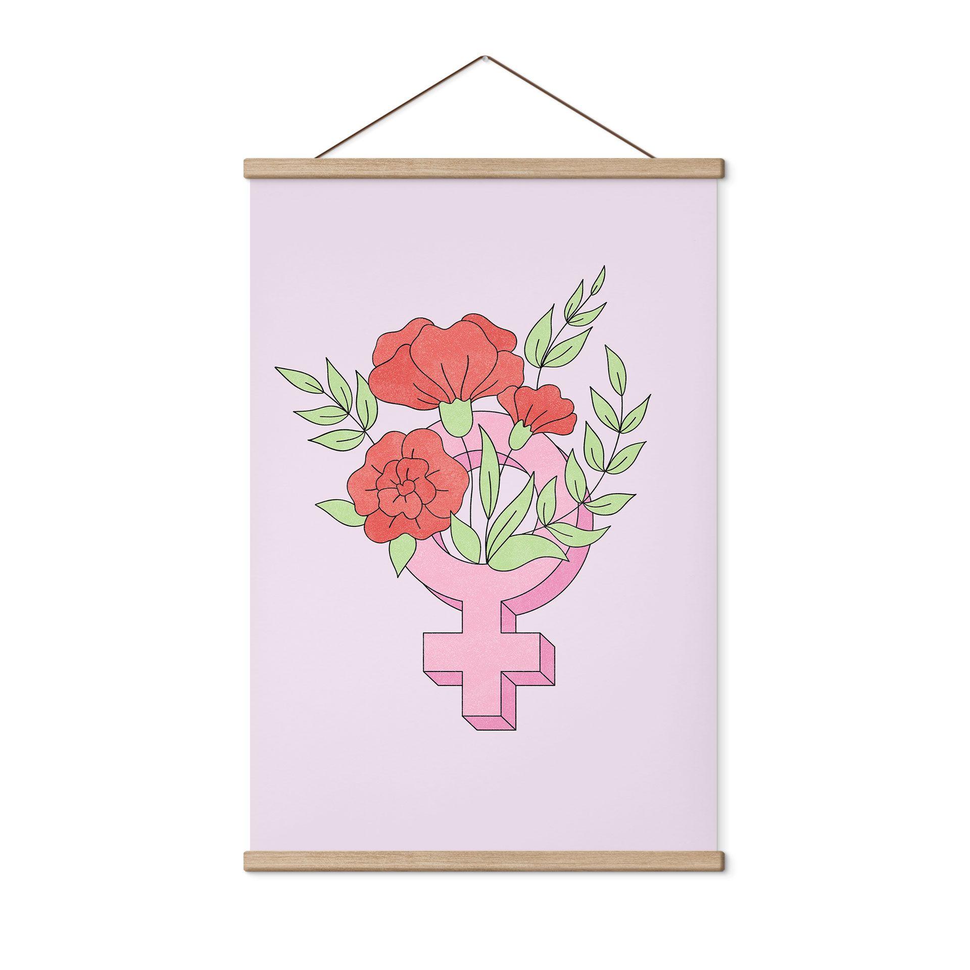 Póster de tela Signo de Venus con flores