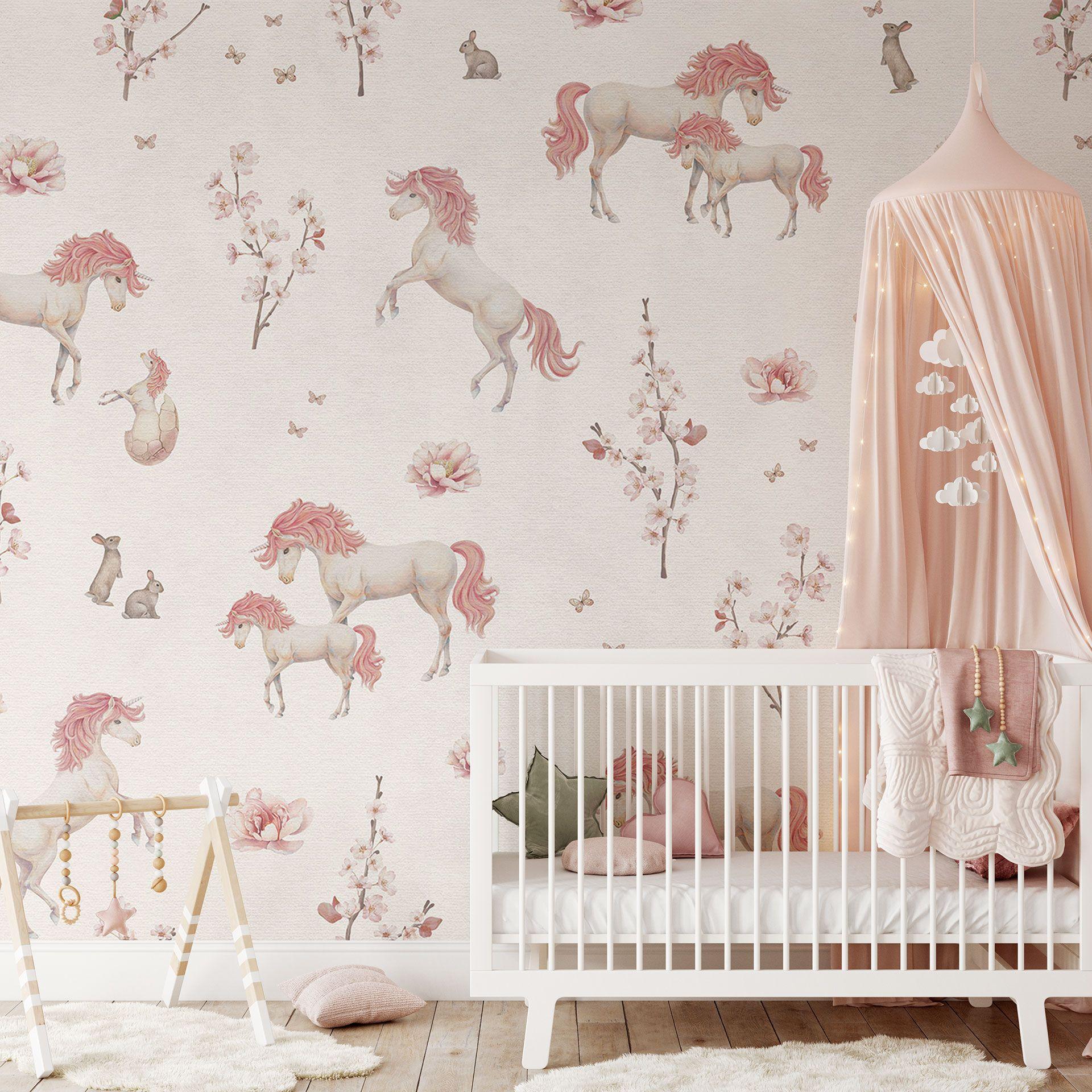 Unicorn dream in blossomland - Kikki Belle fototapet