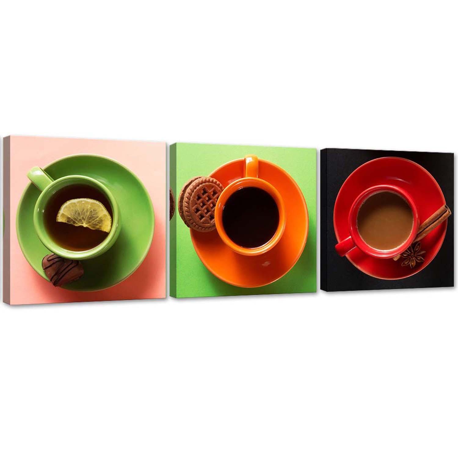 3-delt lærredsprint, kaffefarvet