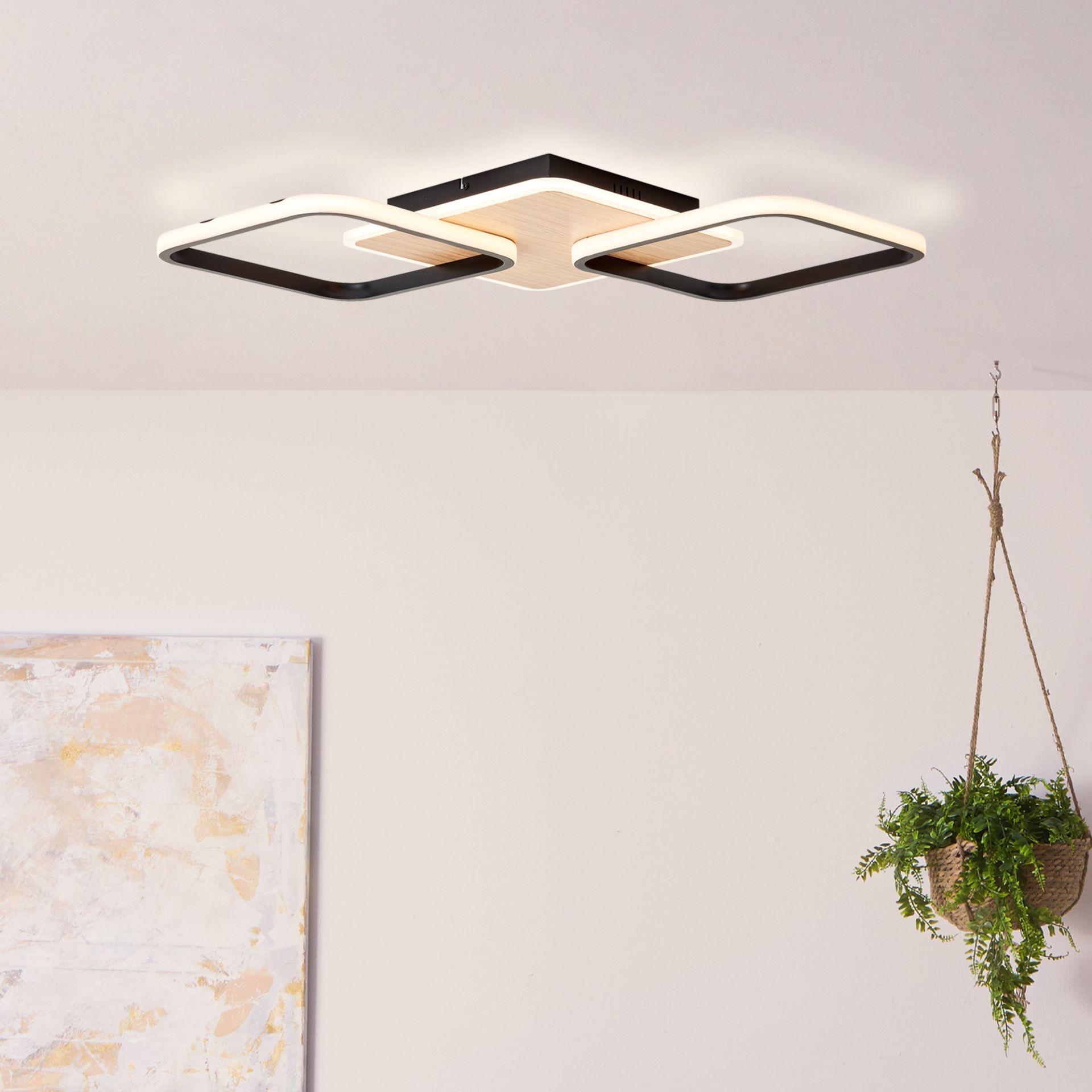 Deckenleuchte Fabiana, schwarz/braun, 62 x 62 cm,  Holz und Metall Innenleuchte