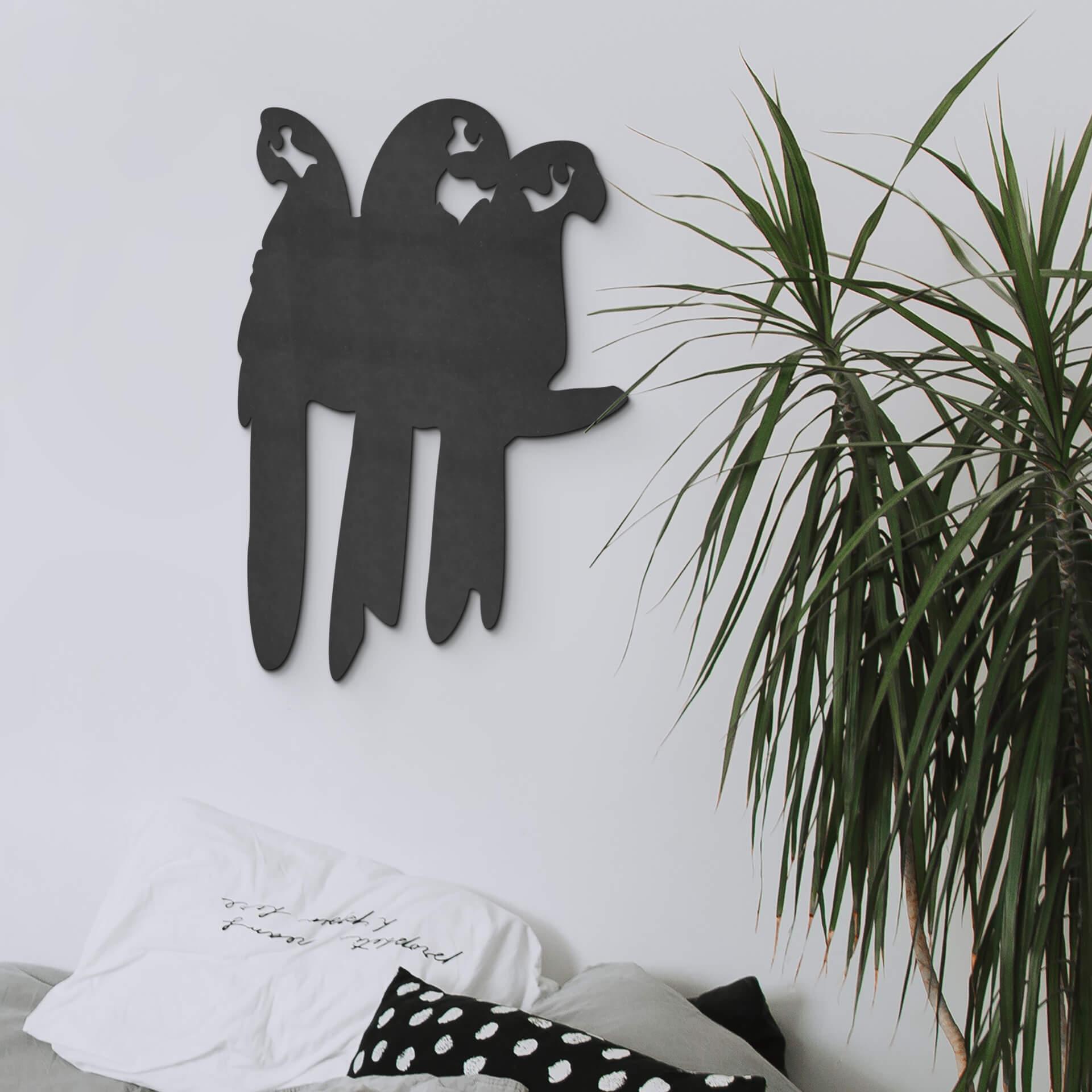 MDF - Decoración en madera - Trío de loros en una rama