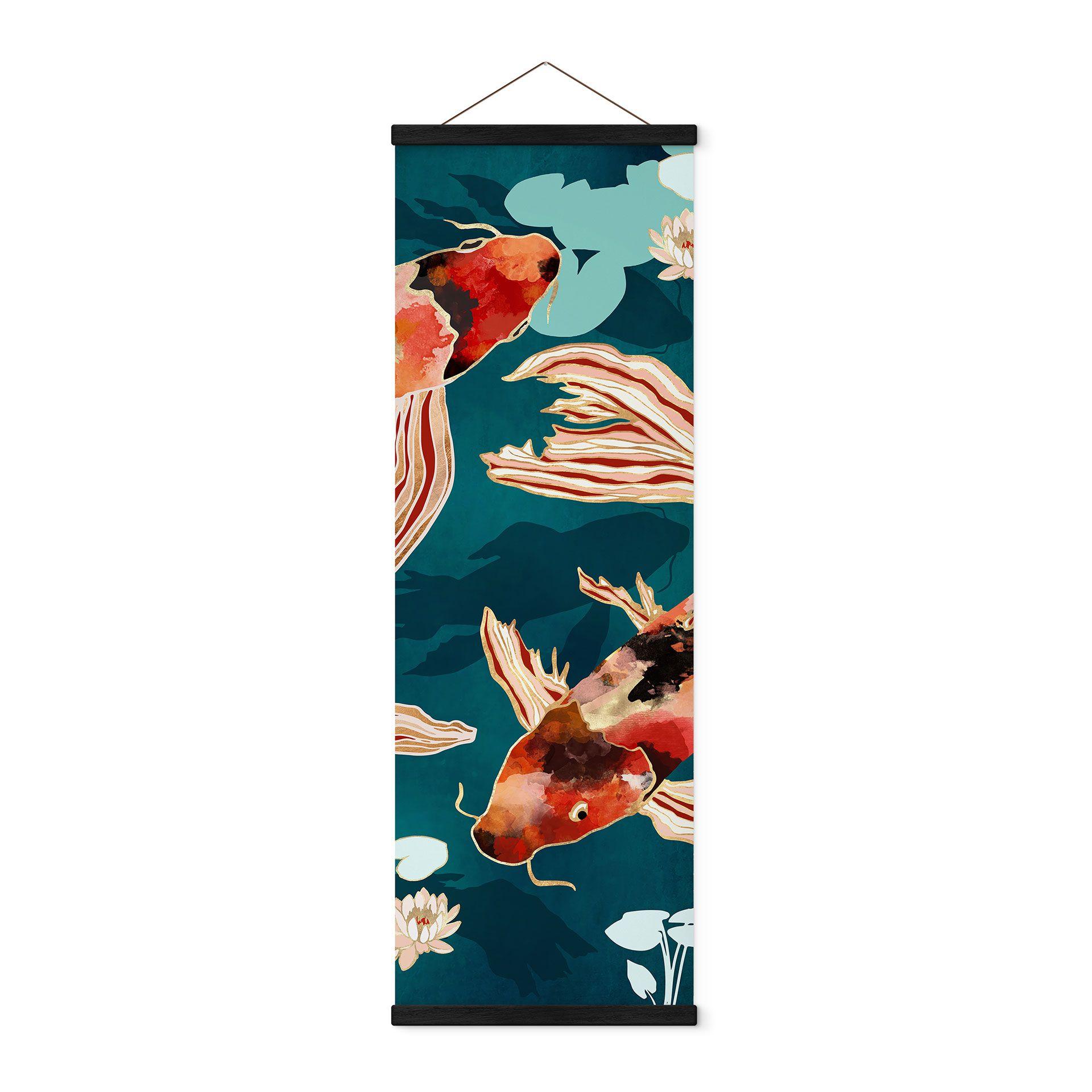 Póster de tela Dos koi en un estanque - SpaceFrog Designs - Panorama