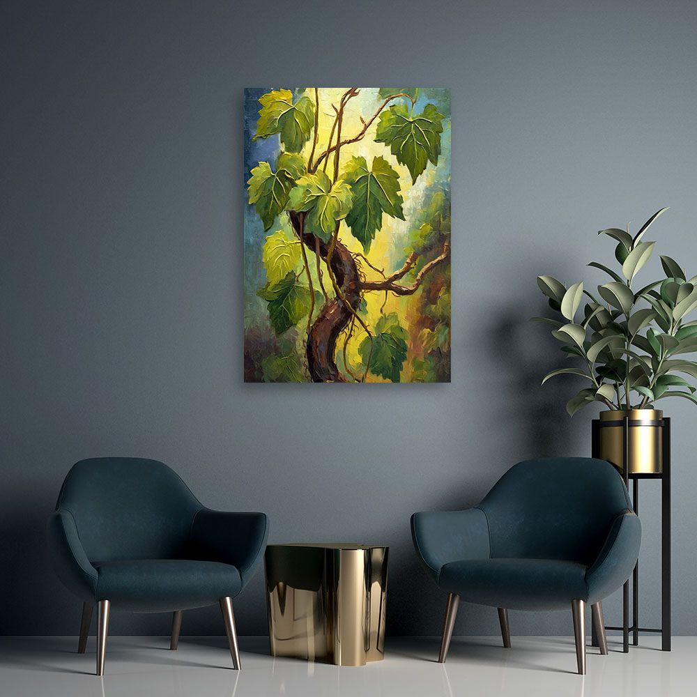 Canvasbillede, grønne vindrueblade