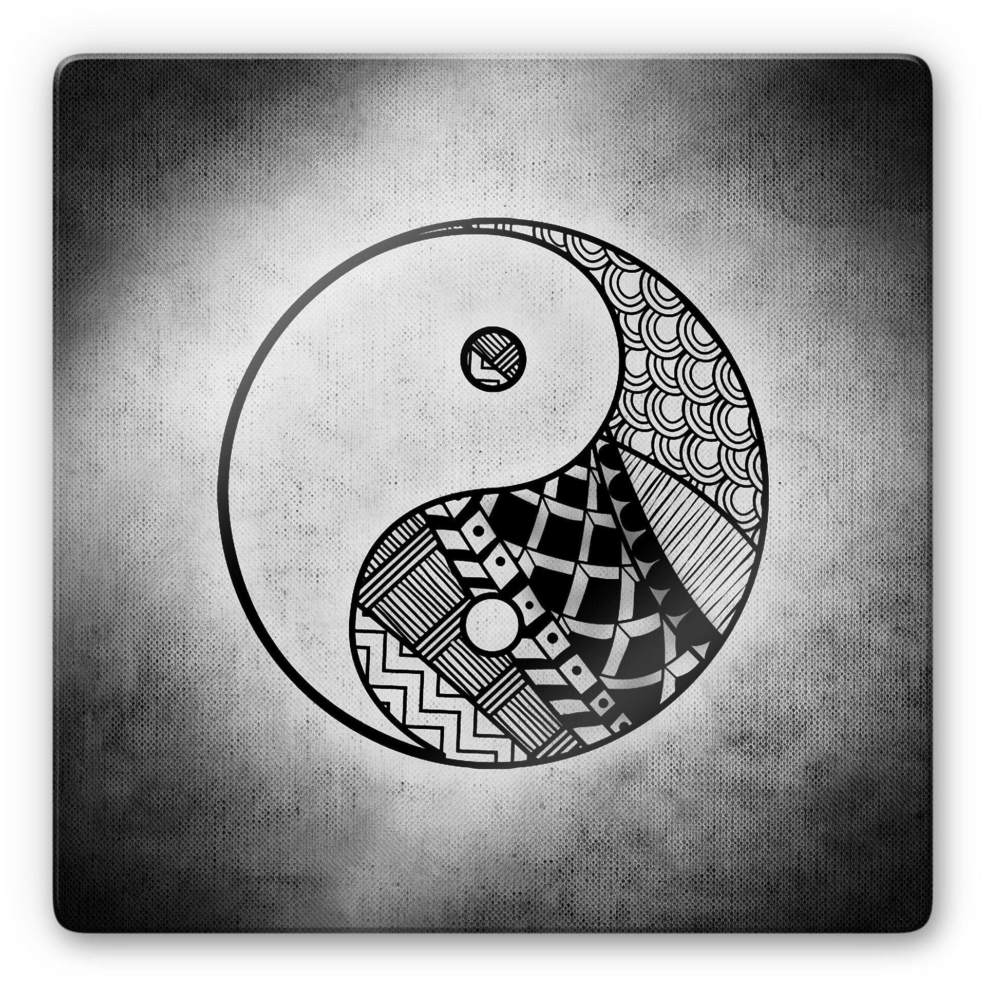Tableau en verre - Yin et Yang - carré