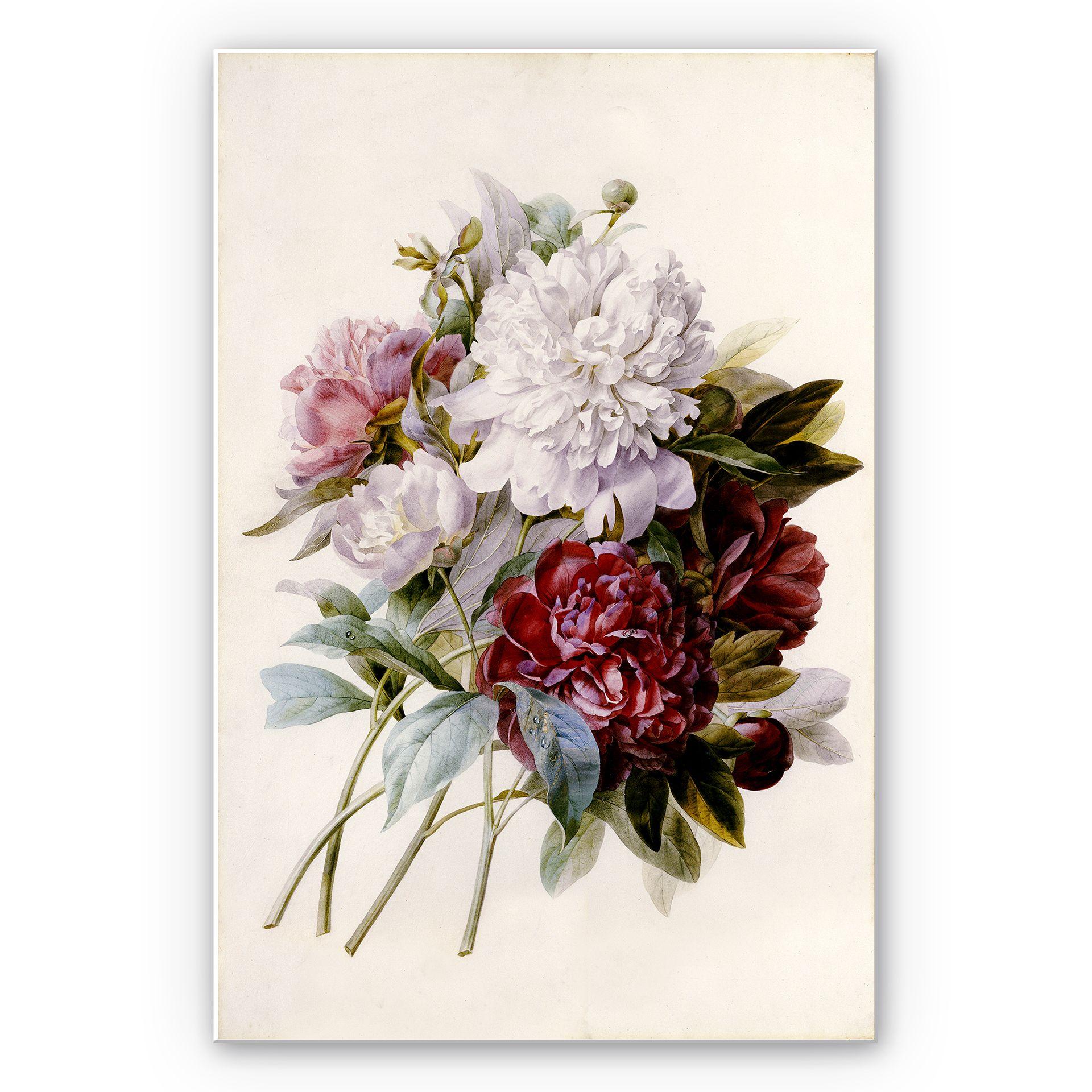 Wanddecoratie Redouté - Boeket Pioenen