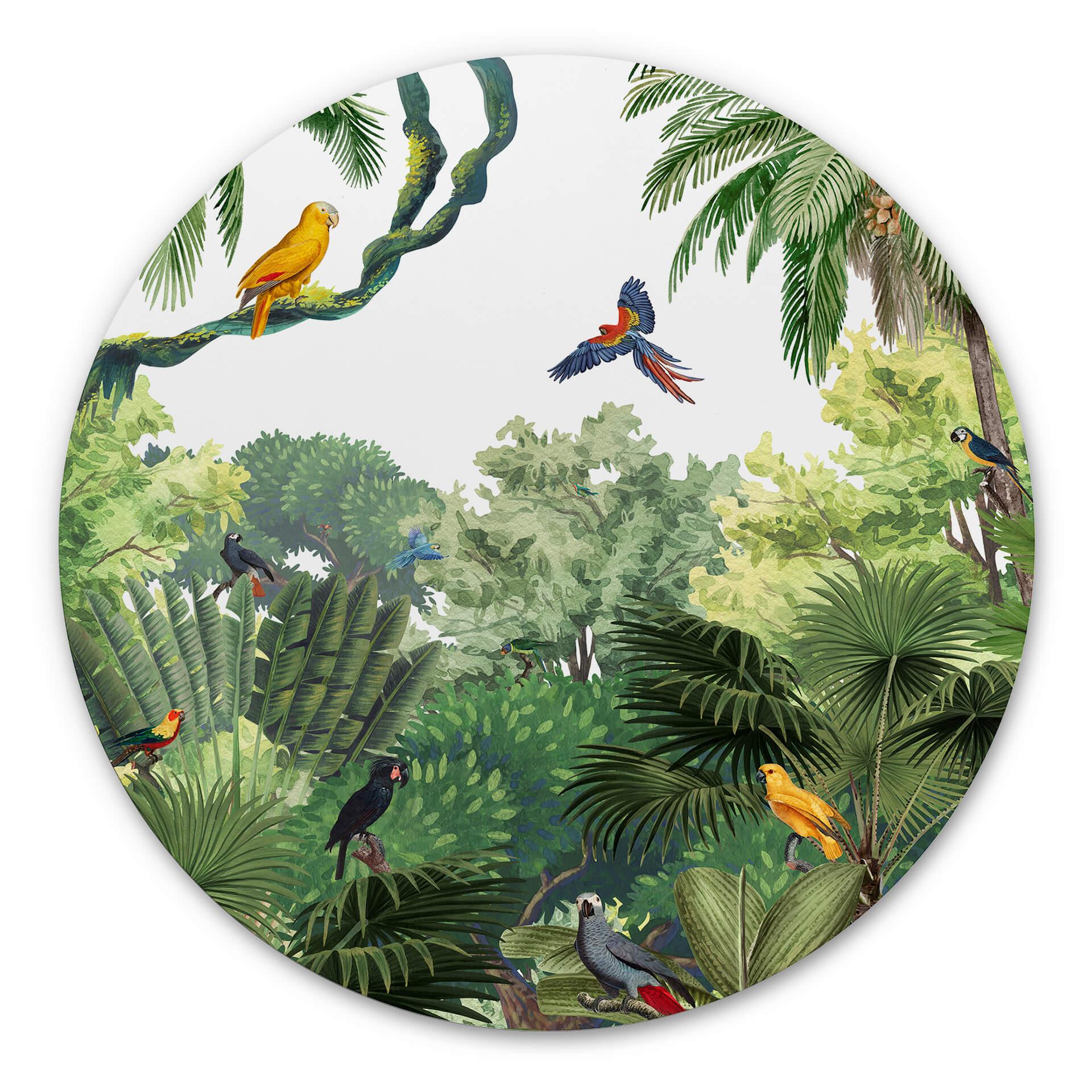 Tableau sur alu-Dibond rond Kikki Belle - Tropical Birds