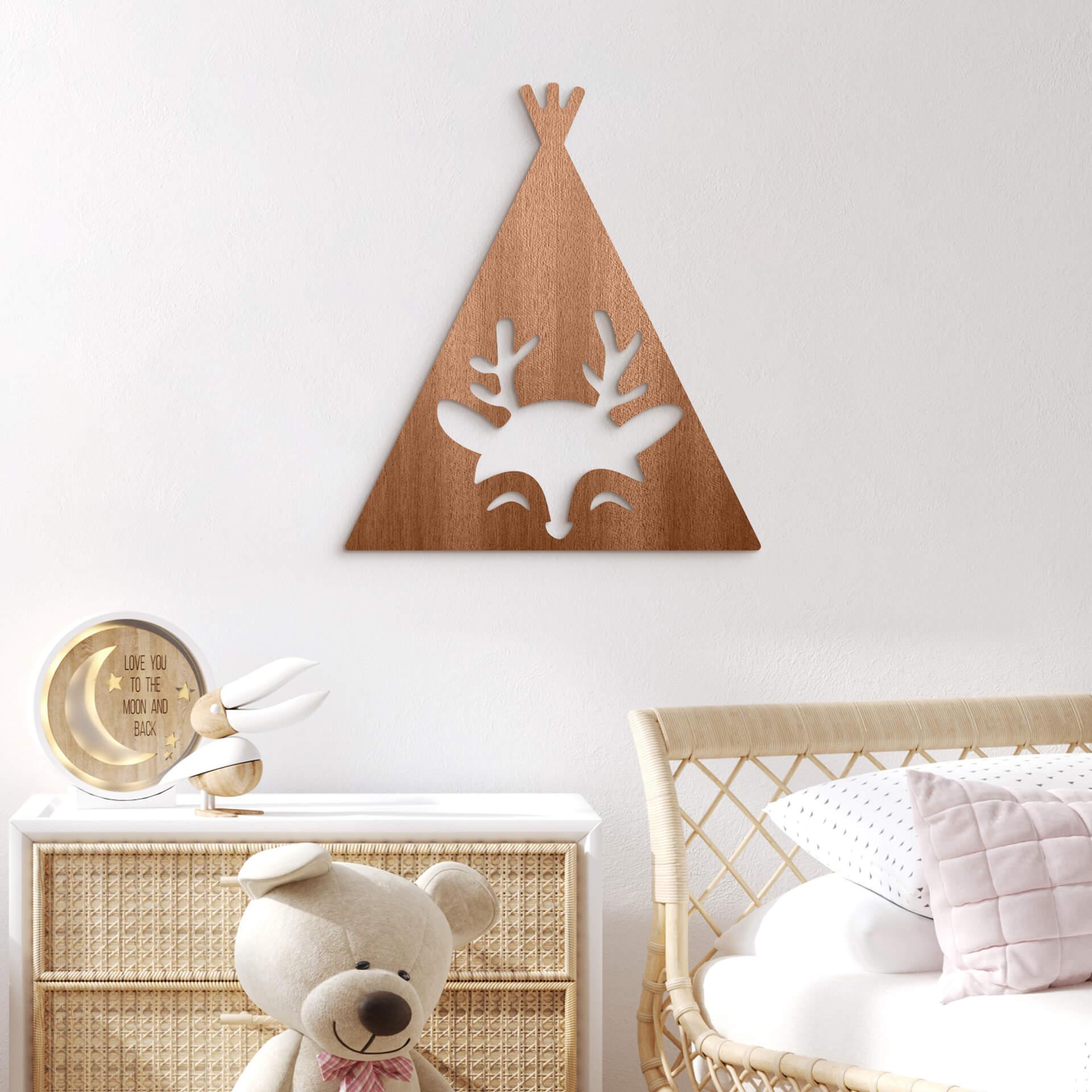 Decoración en madera caoba - Tipi - Ciervo
