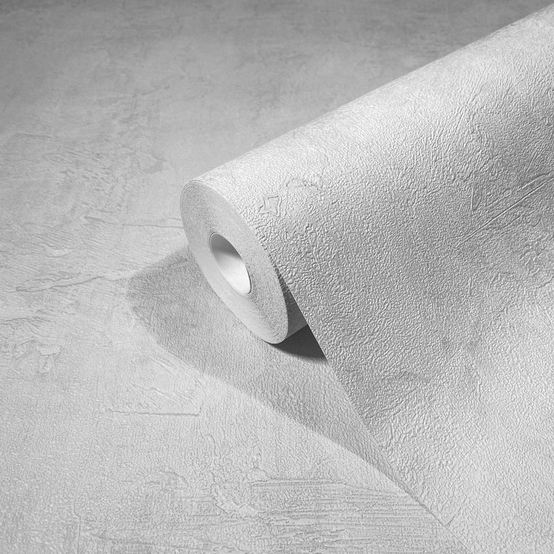 Non-woven tapet i beton-look med ensfarvet hvid tekstur 