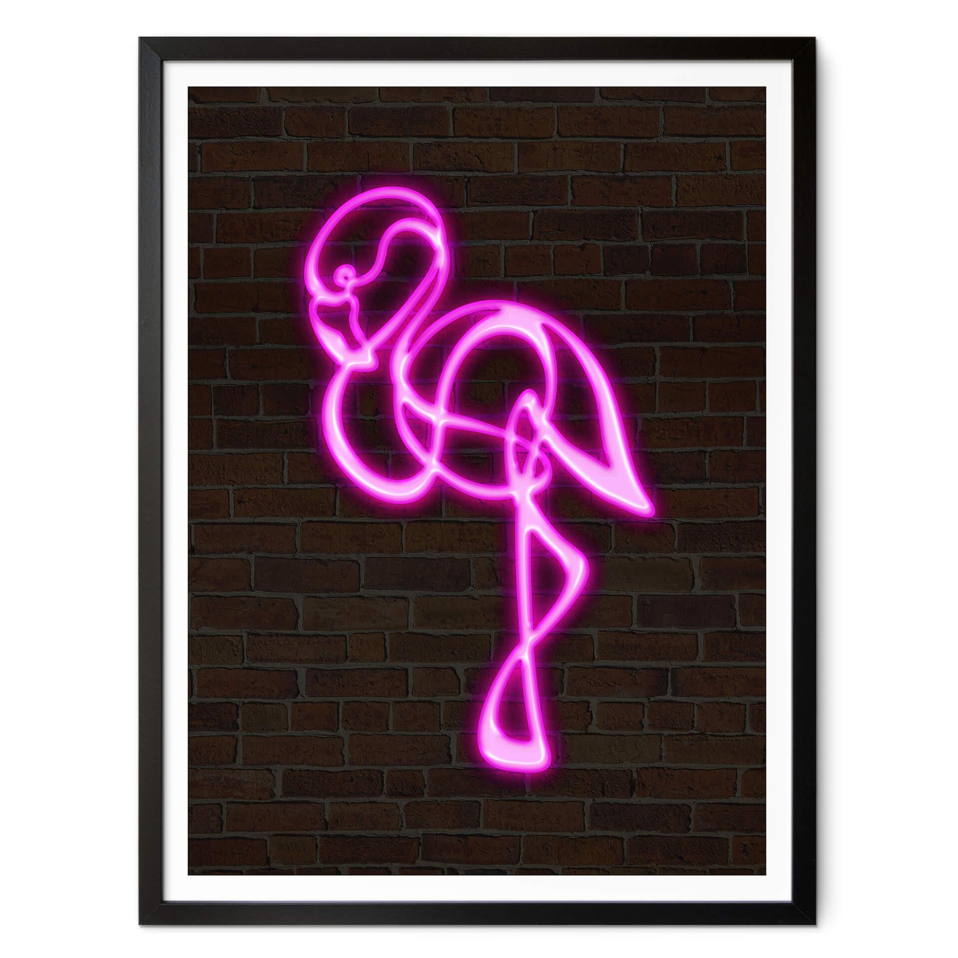 Póster Flamingo - Luz de neón