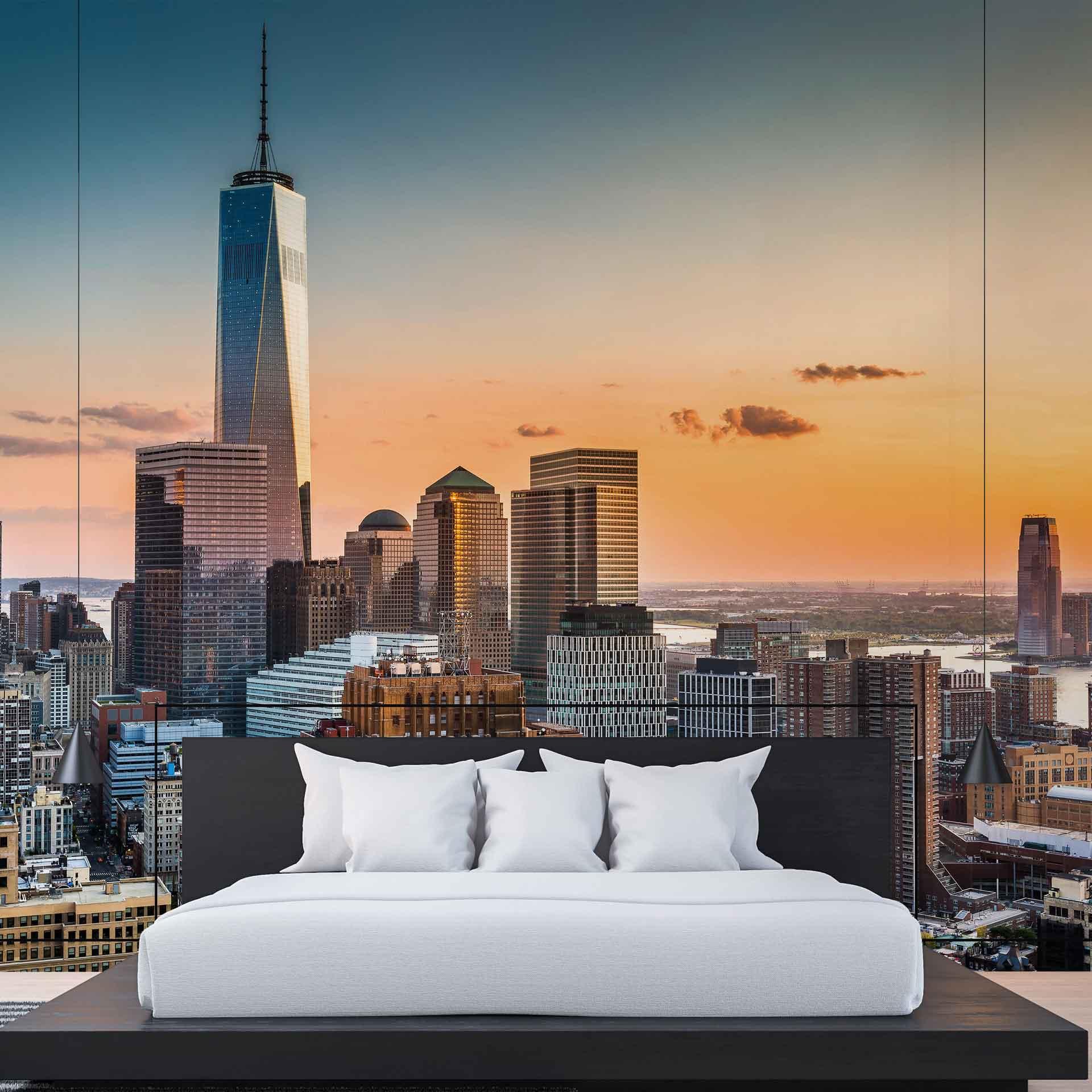 Papel pintado Arquitectura ManhattanSkyli azul gris - Papel pintado tejido-no tejido Designwalls 2 - 2,55 x 3,5 m