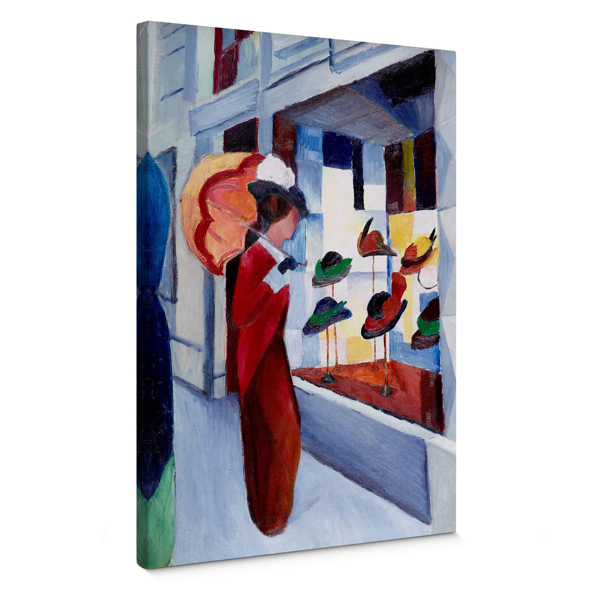 Lienzo Macke - Mujer con sombrilla delante de un sombrero